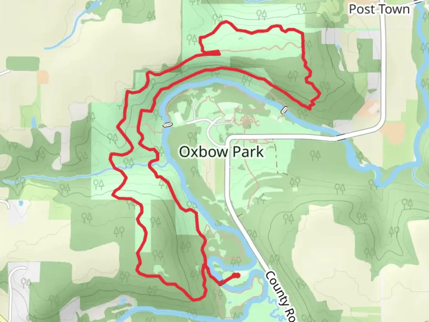 An image depicting the trail Zumbro, North Meadow and Maple Loop Trail and its surrounding area.