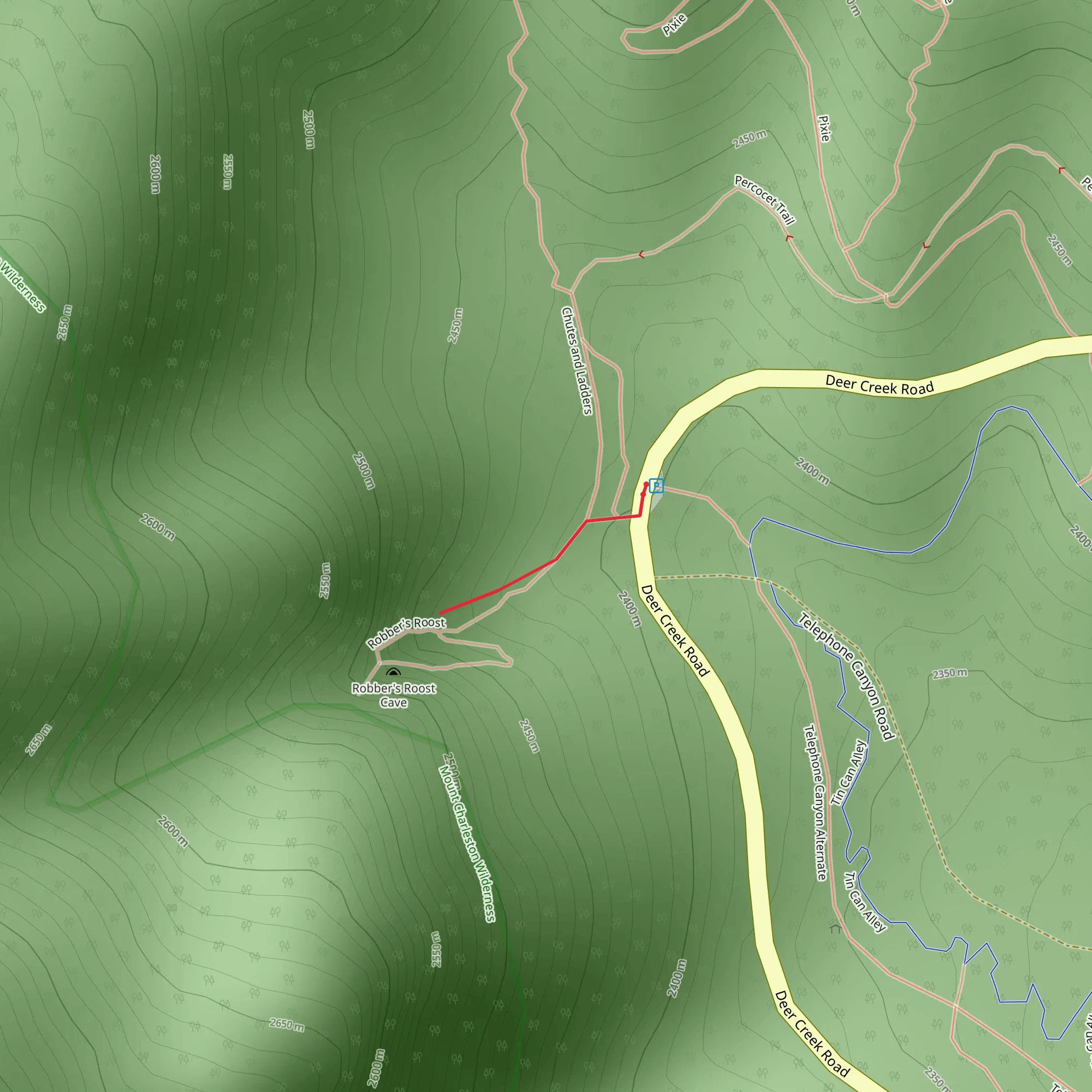 Robbers Roost from Deer Creek Road mobile static map