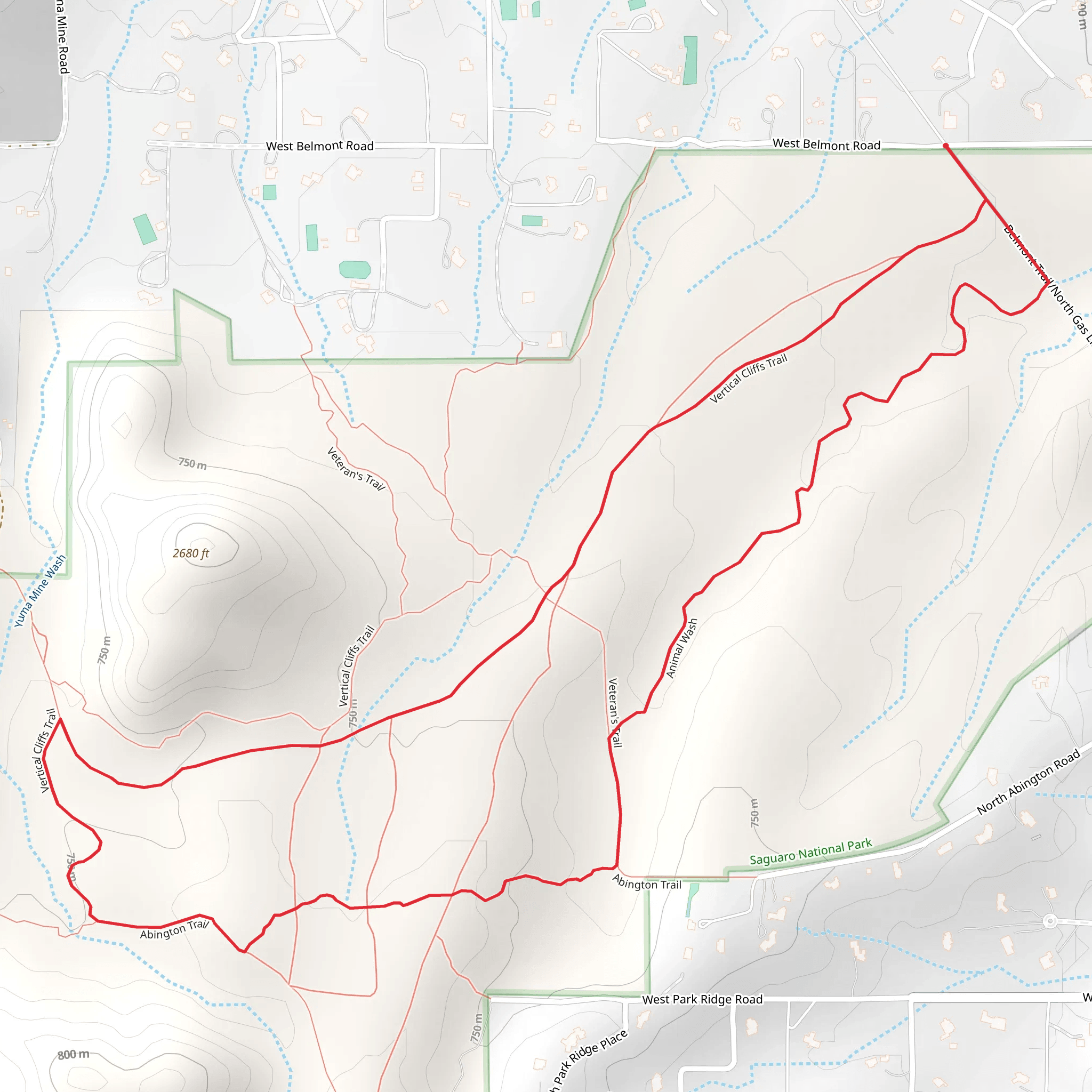 Vertical Cliffs and Abington Loop Trail mobile static map