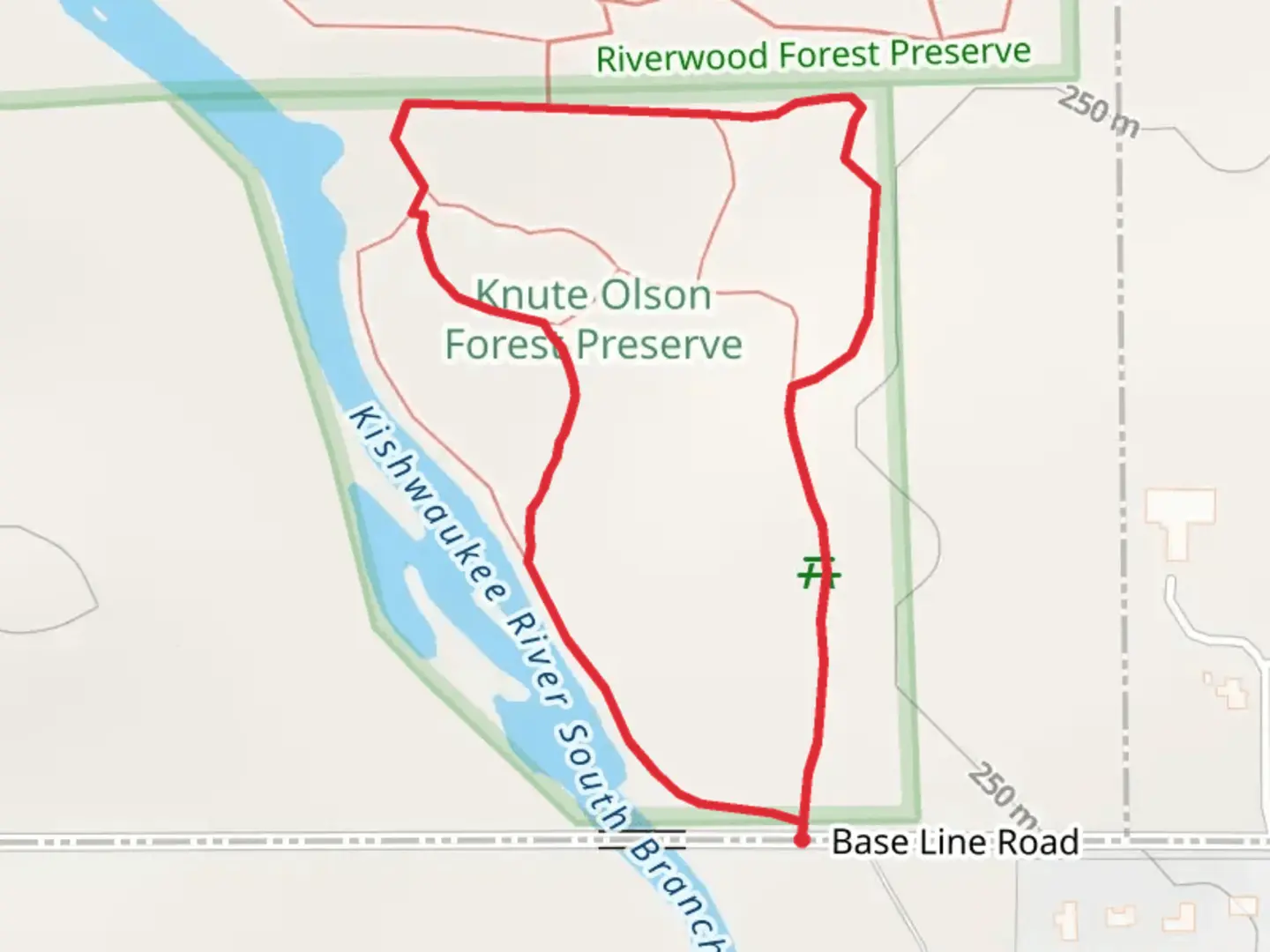 An image depicting the trail Kishwaukee River South Branch Loop and its surrounding area.