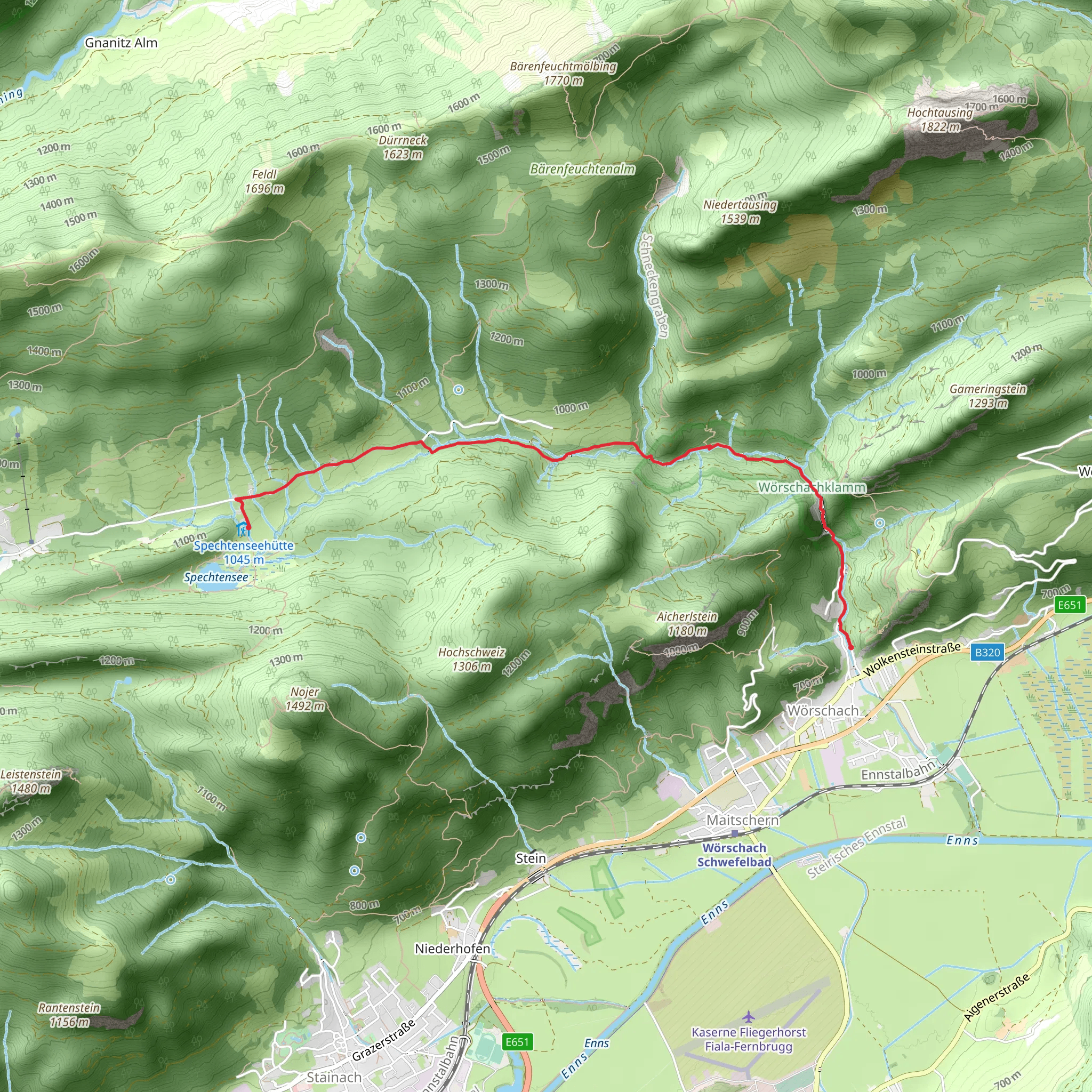 Spechtensee via Wörschachklamm mobile static map