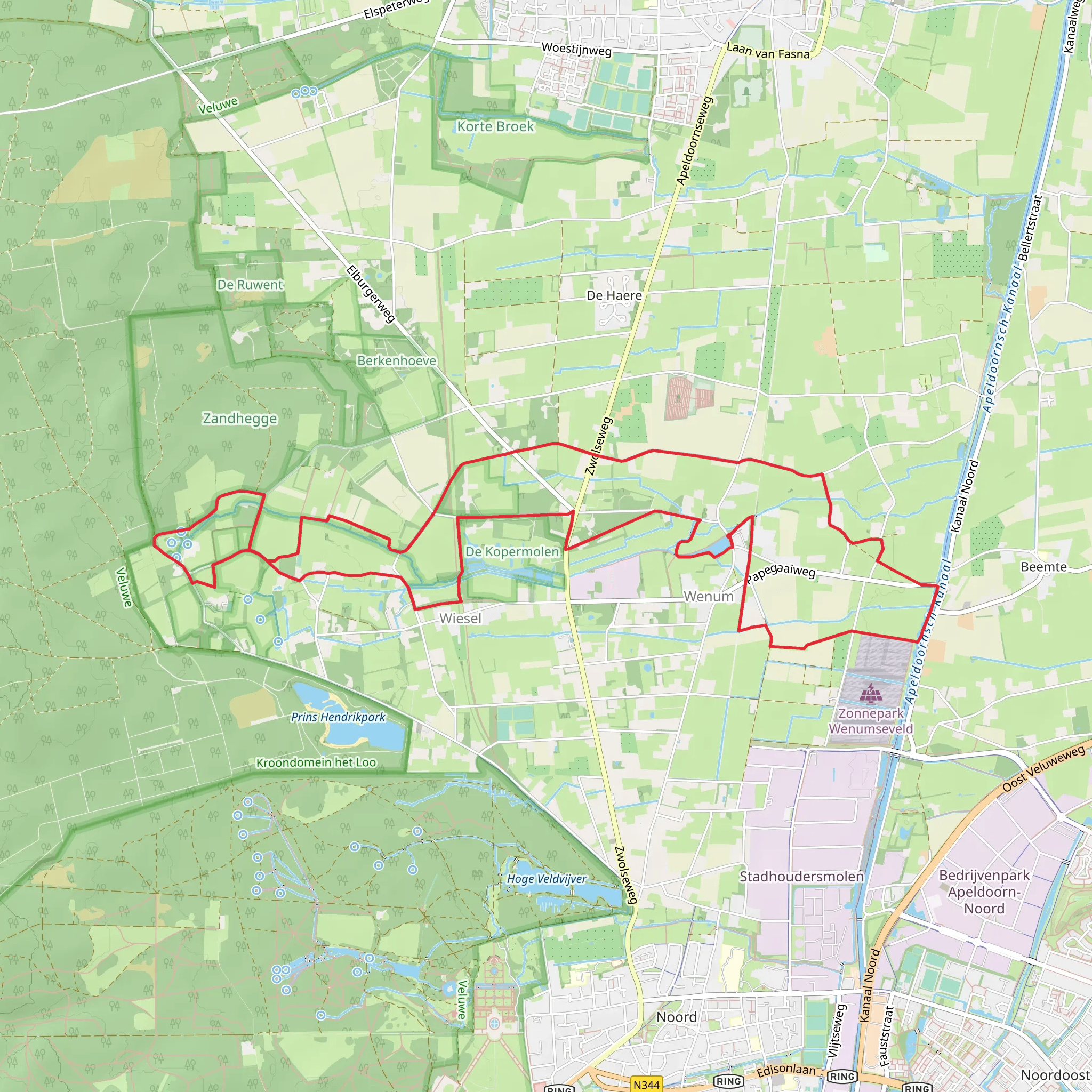 Wijer, Wenumse Beek via Kopermolenpad and Wenum Route Loop mobile static map