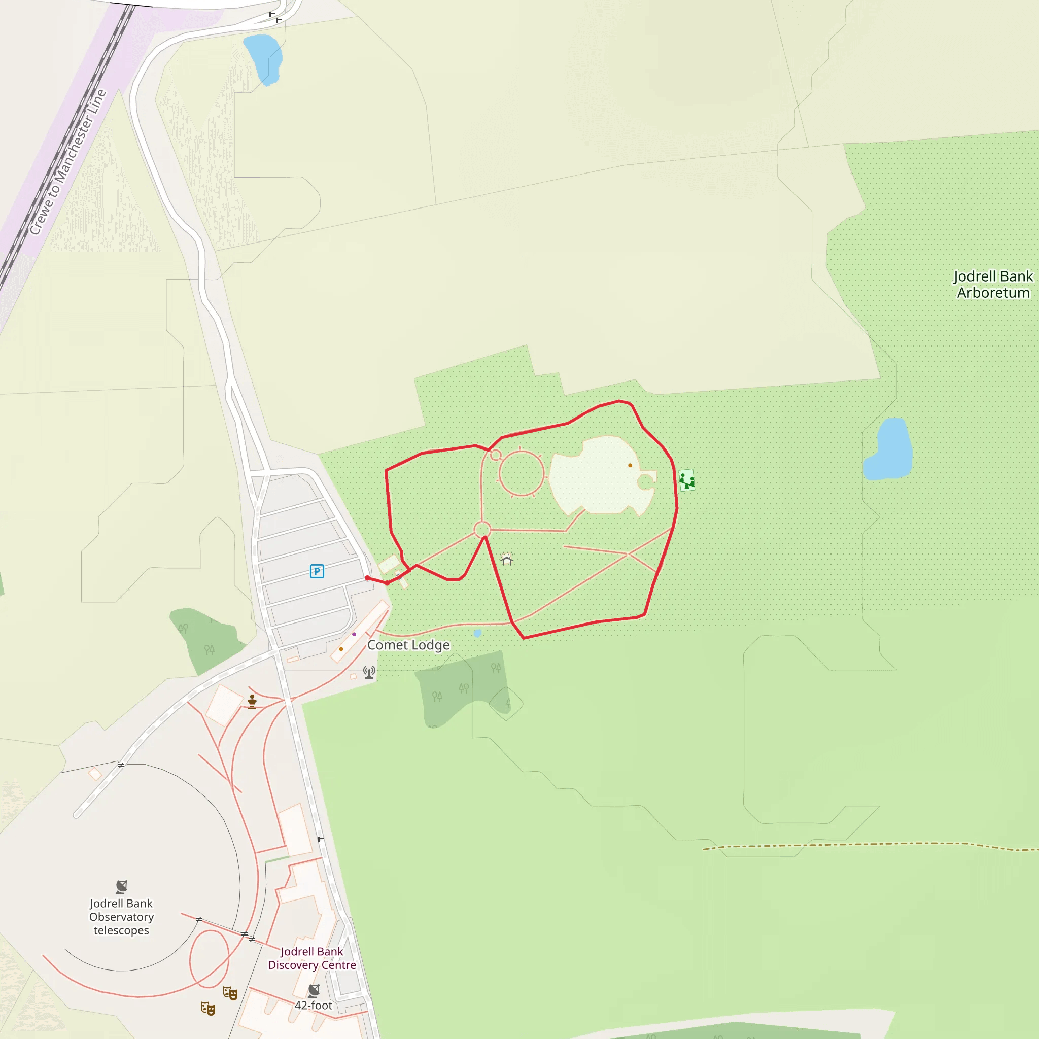 Jodrell Bank Arboretum Loop mobile static map