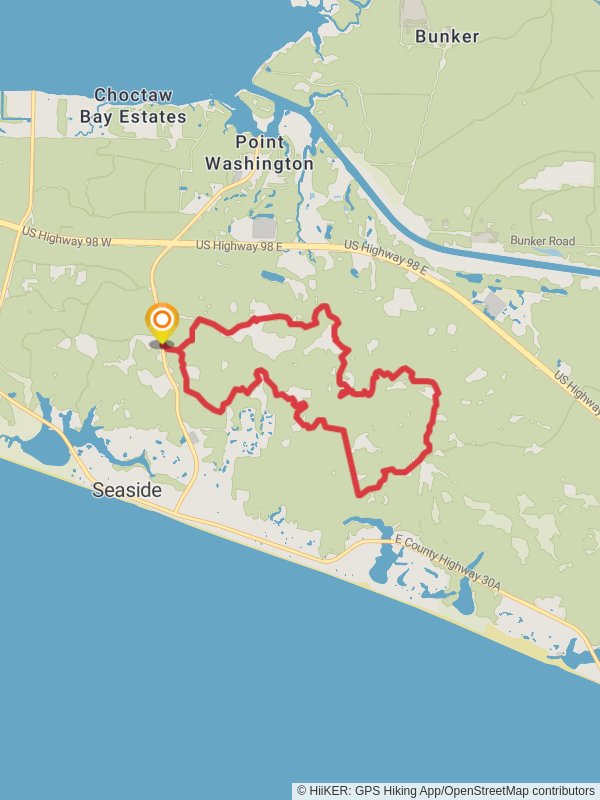Point Washington State Forest Loop Trail mobile static map