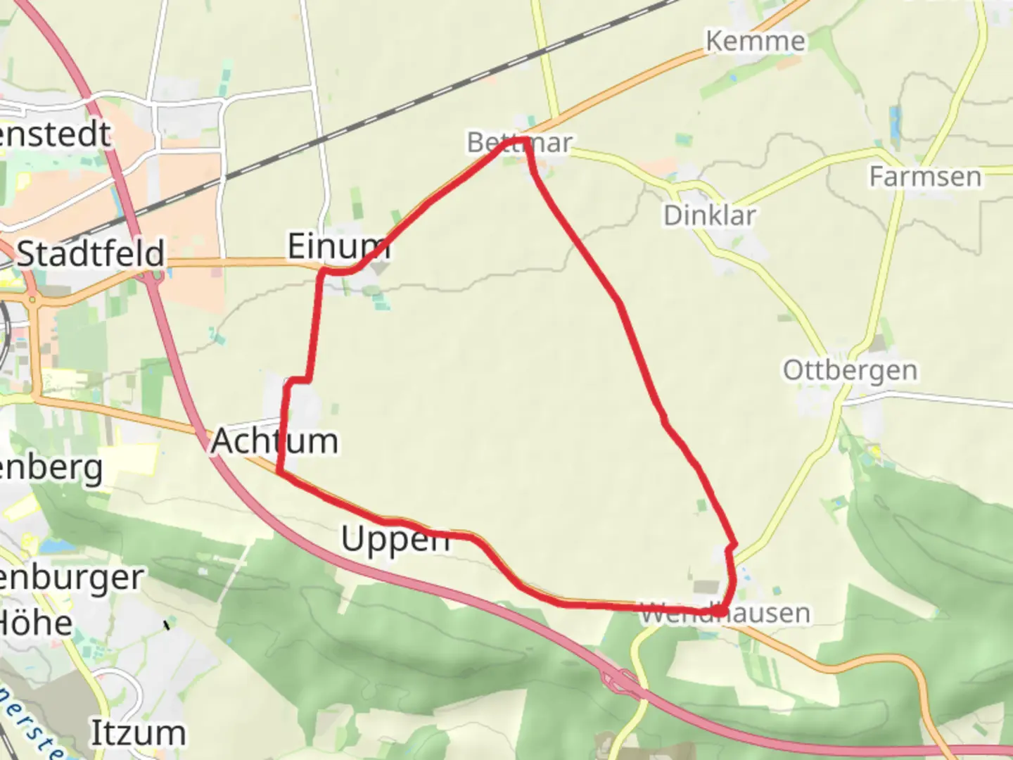 An image depicting the trail Wendhausen Loop and its surrounding area.