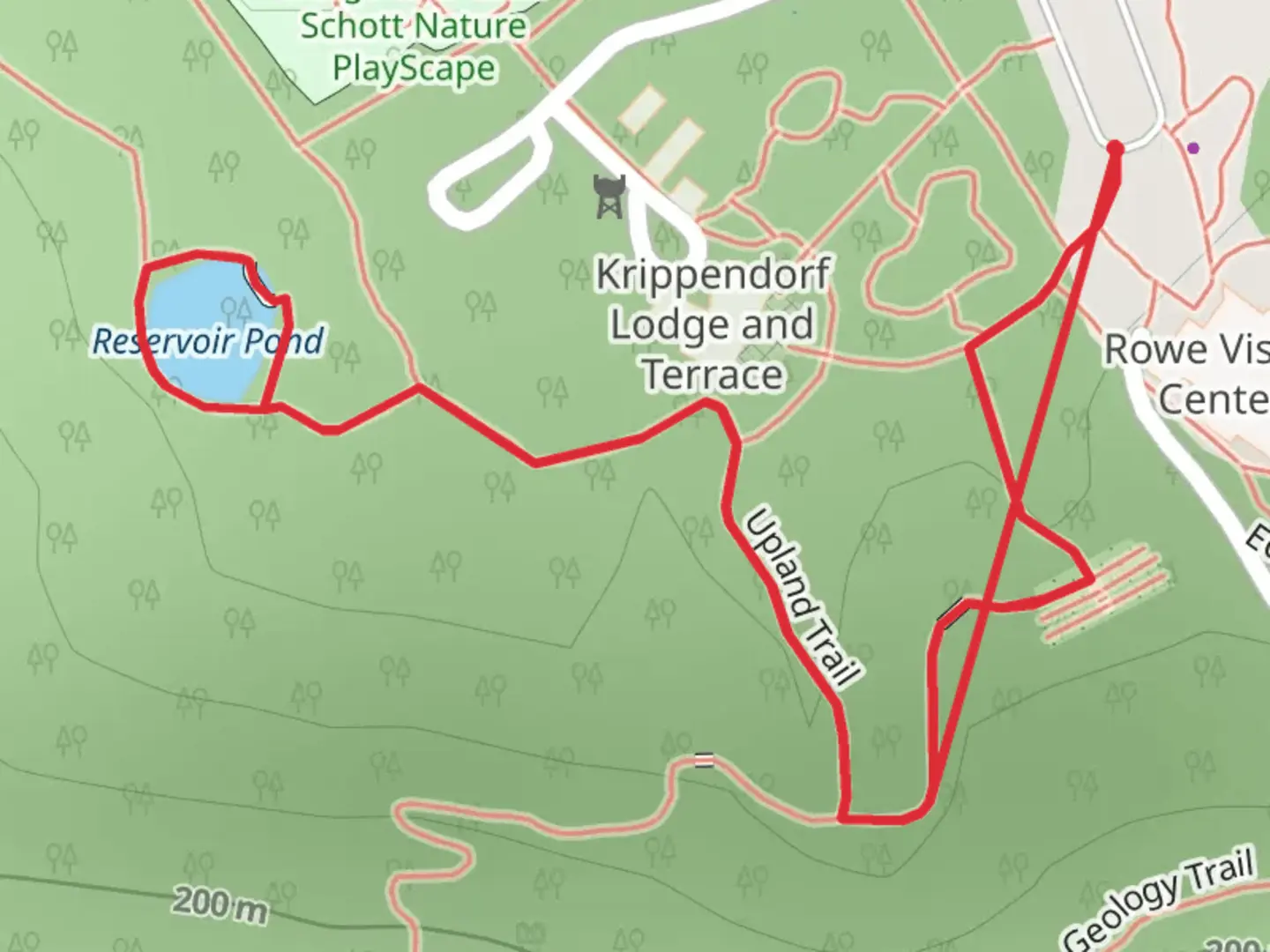 An image depicting the trail Reservoir Pond and its surrounding area.