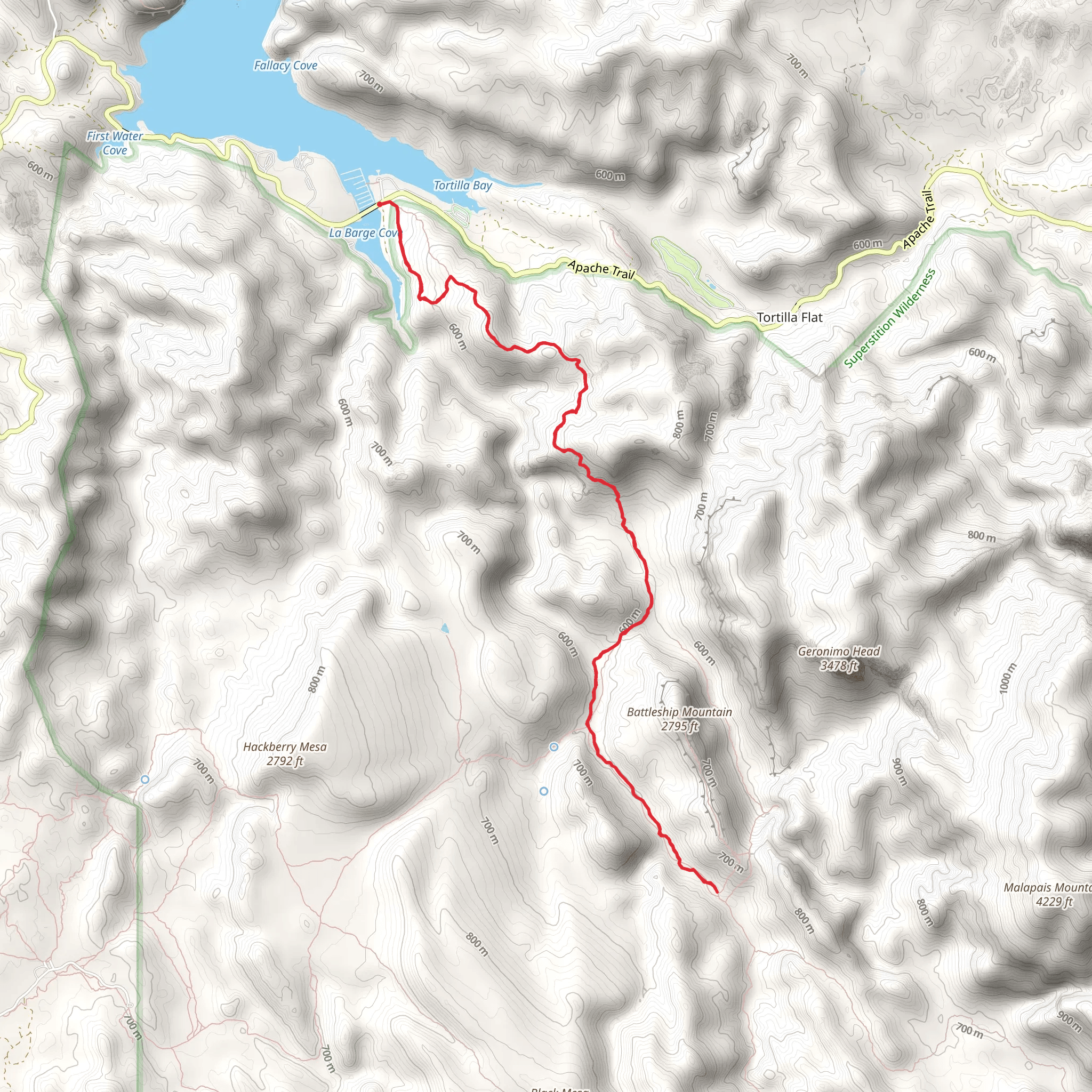 Boulder Trail from La Barge Cove mobile static map