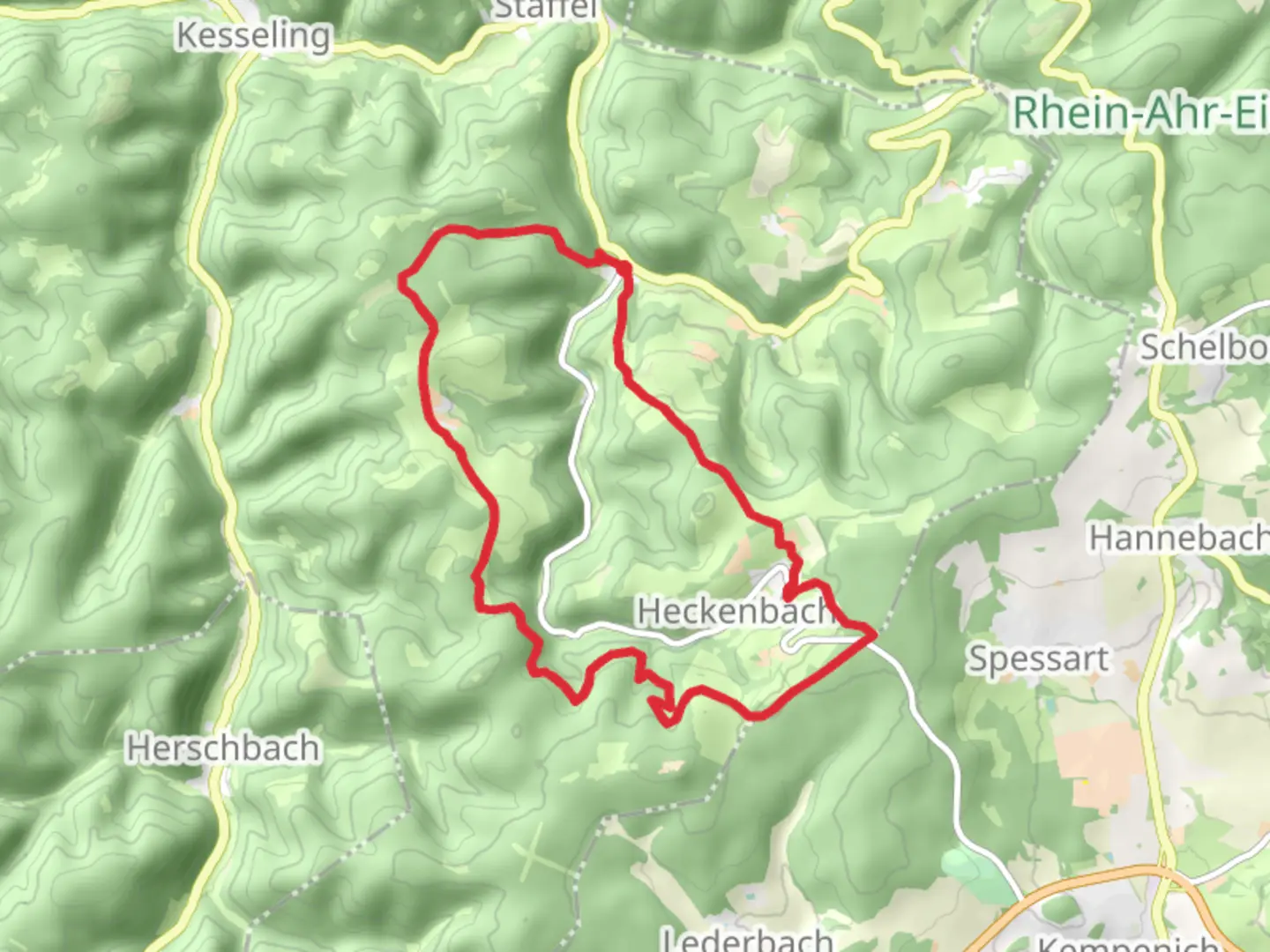 An image depicting the trail Niederheckenbach and Cassel Loop and its surrounding area.