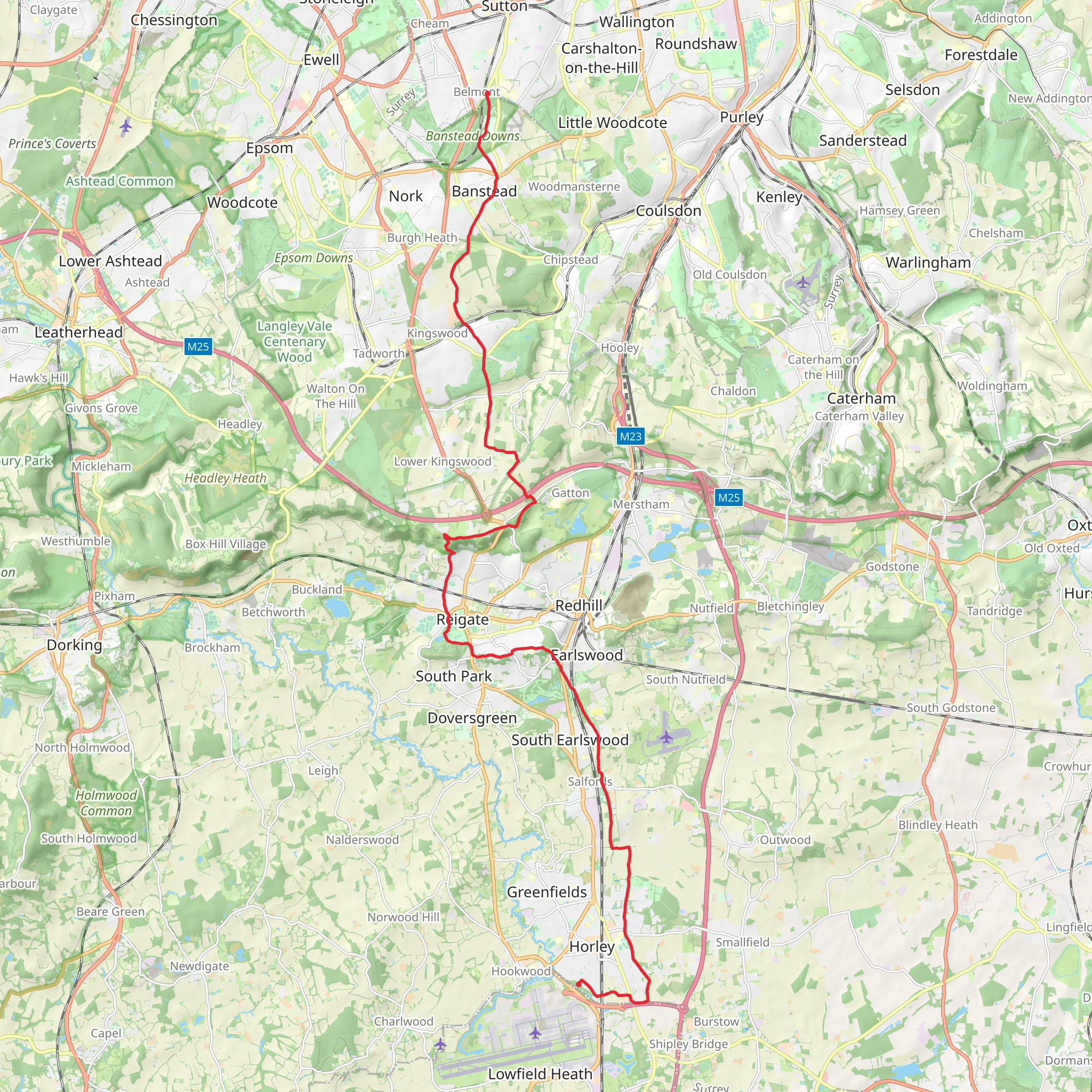 Reigate and Banstead Millennium Trail mobile static map