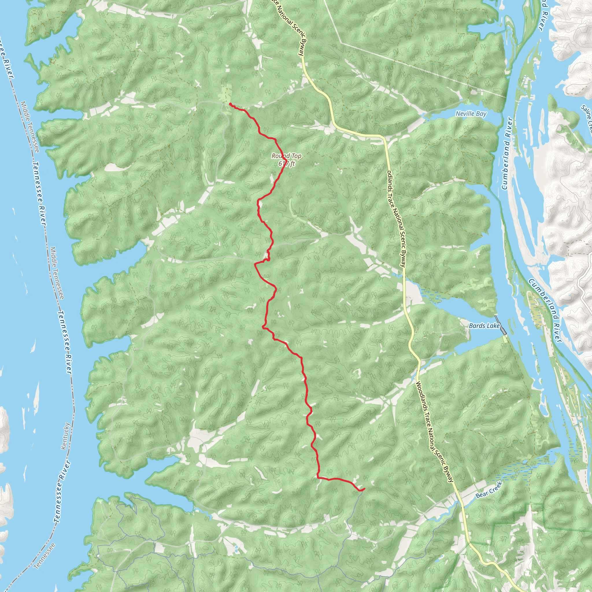 North-South Trail from Vinson mobile static map