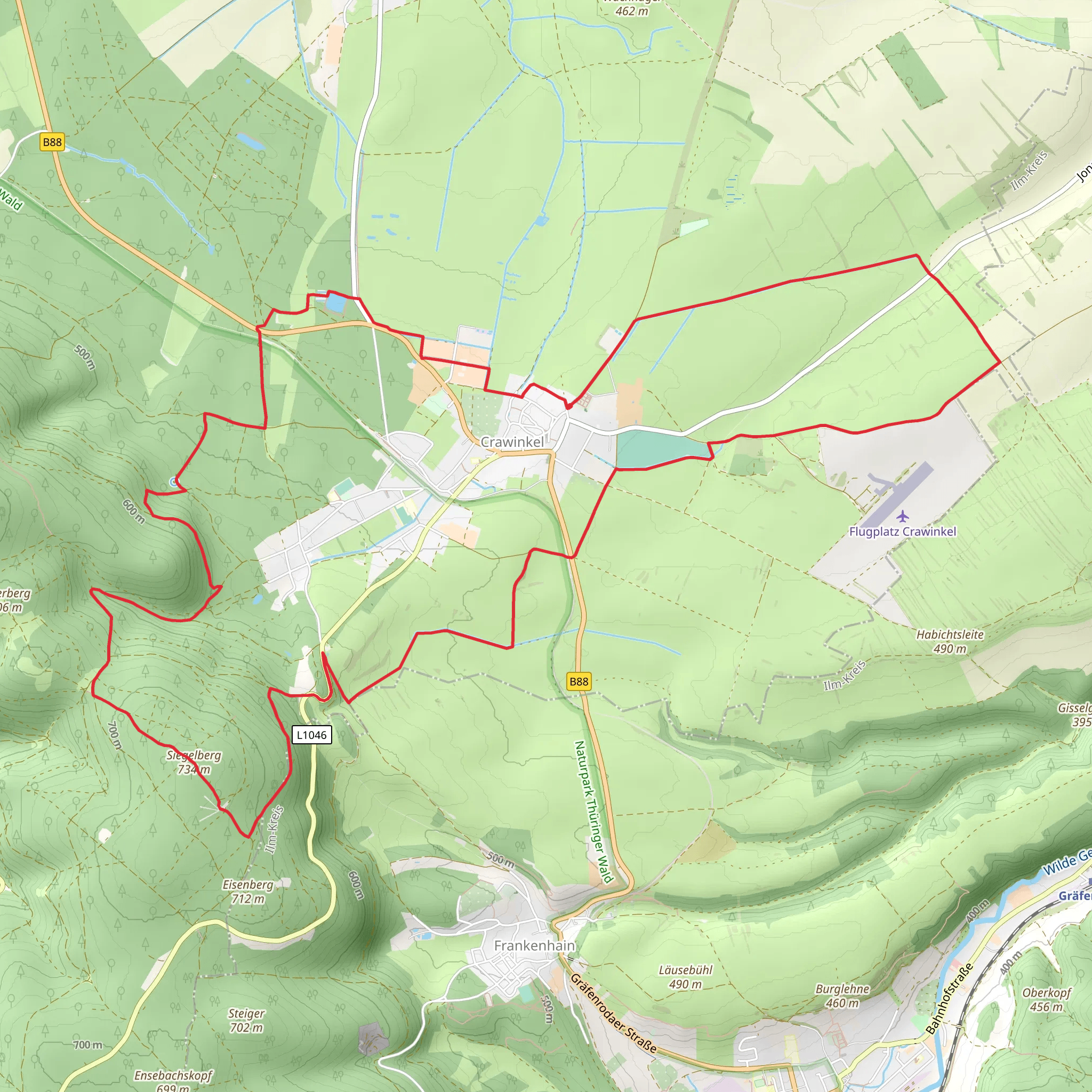 Crawinkel and Siegelberg Loop mobile static map