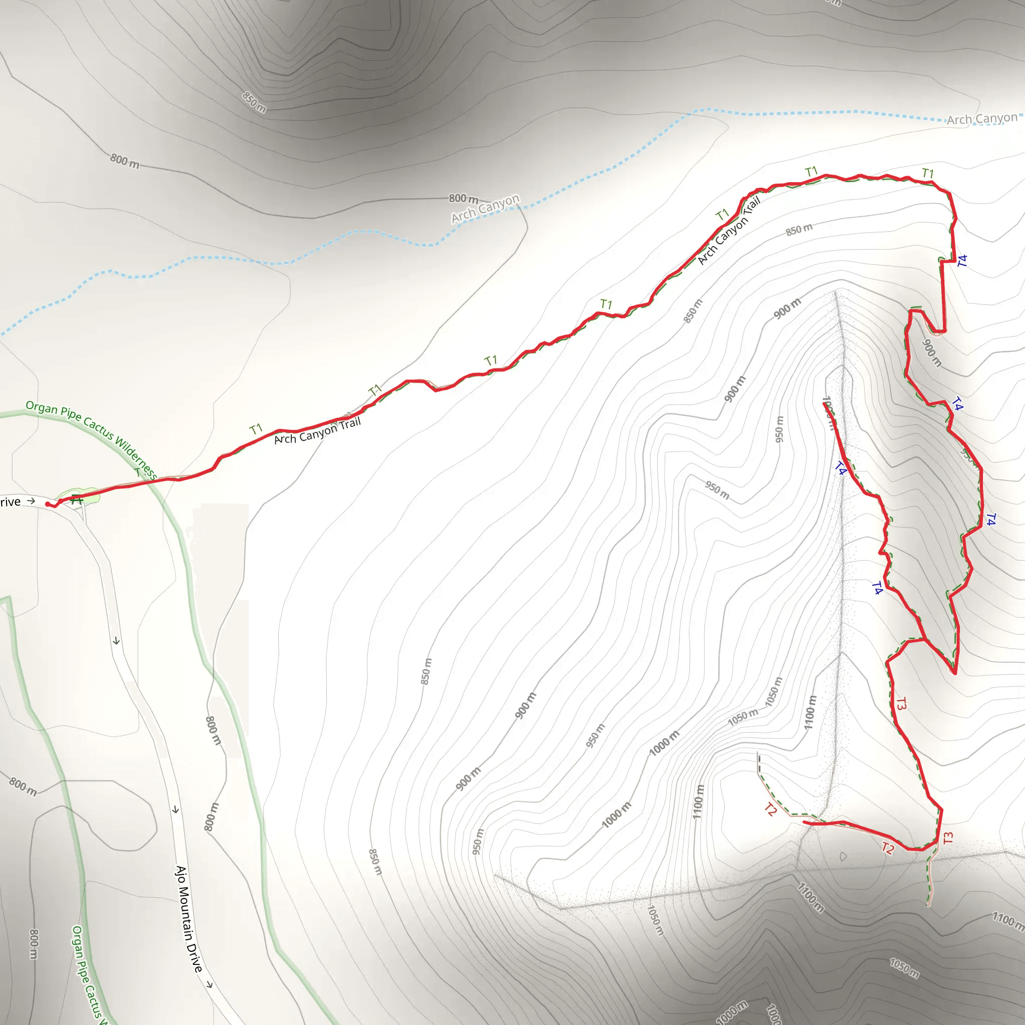Arch Canyon Trail mobile static map