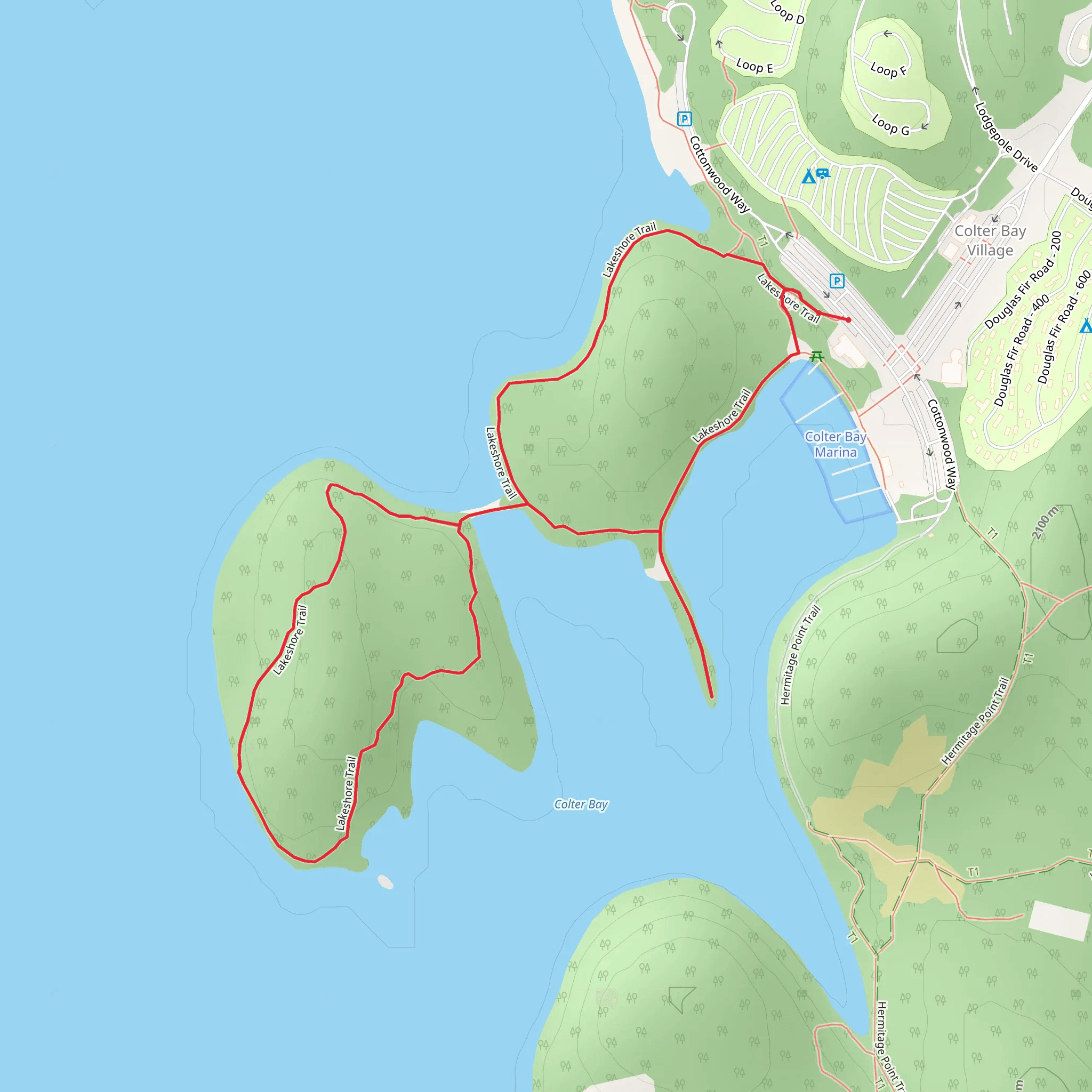 Colter Bay Lakeshore Trail mobile static map