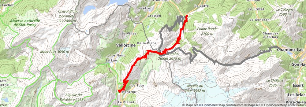 Tour du Mont Blanc stage 9 Map