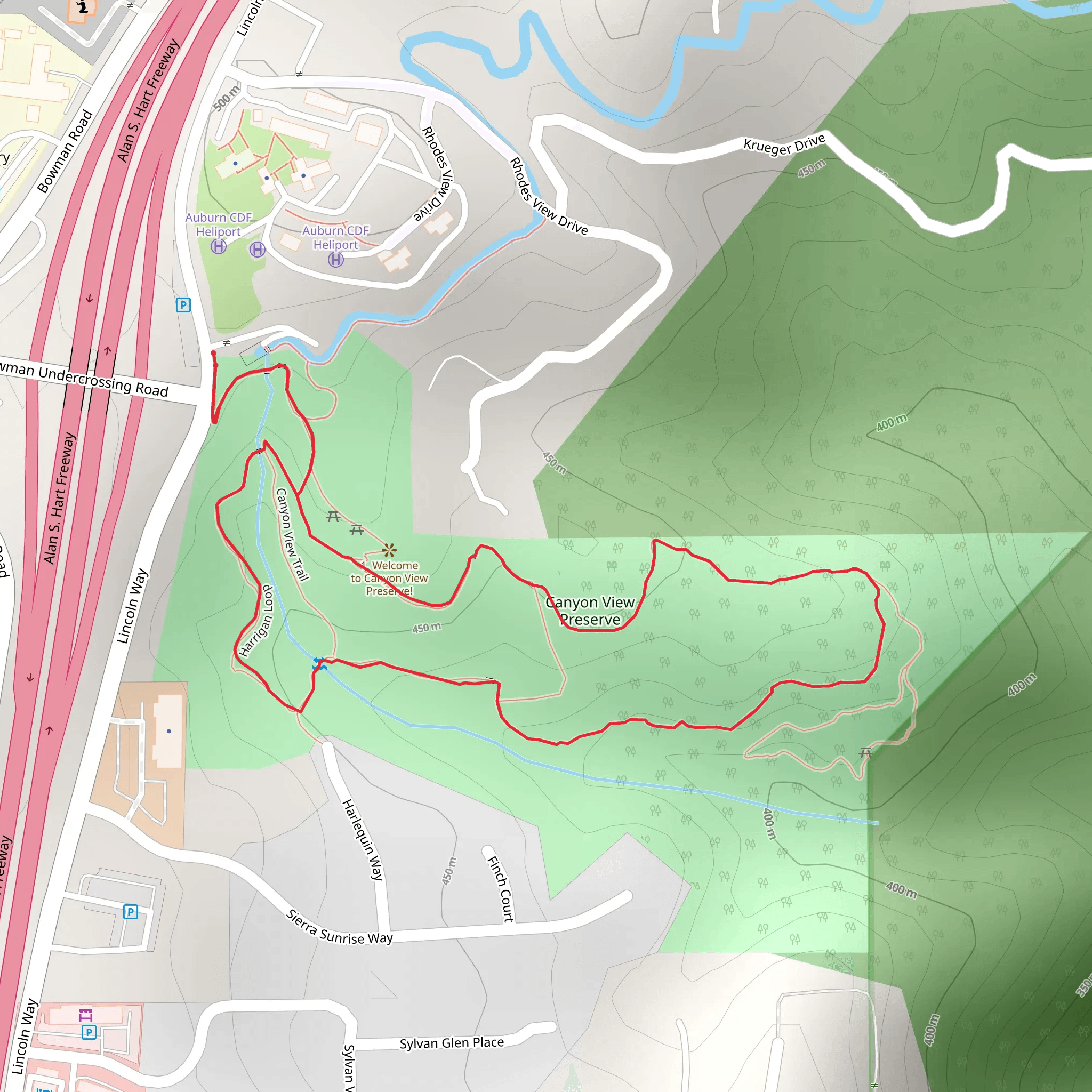 Harrigan Loop and Canyon View Trail mobile static map