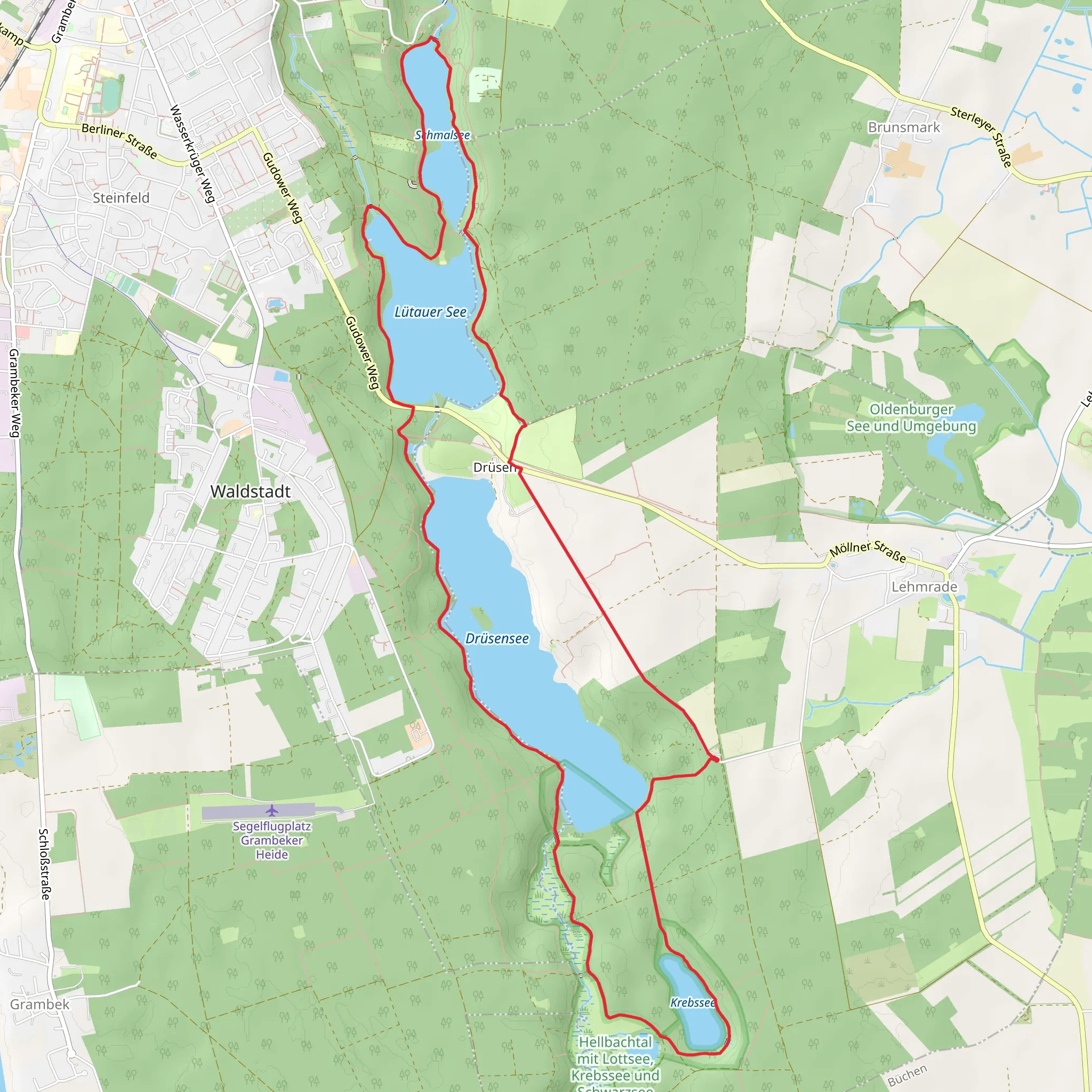 Drüsensee, Lütauer See, Schmalsee and Lottsee Scenic Loop mobile static map