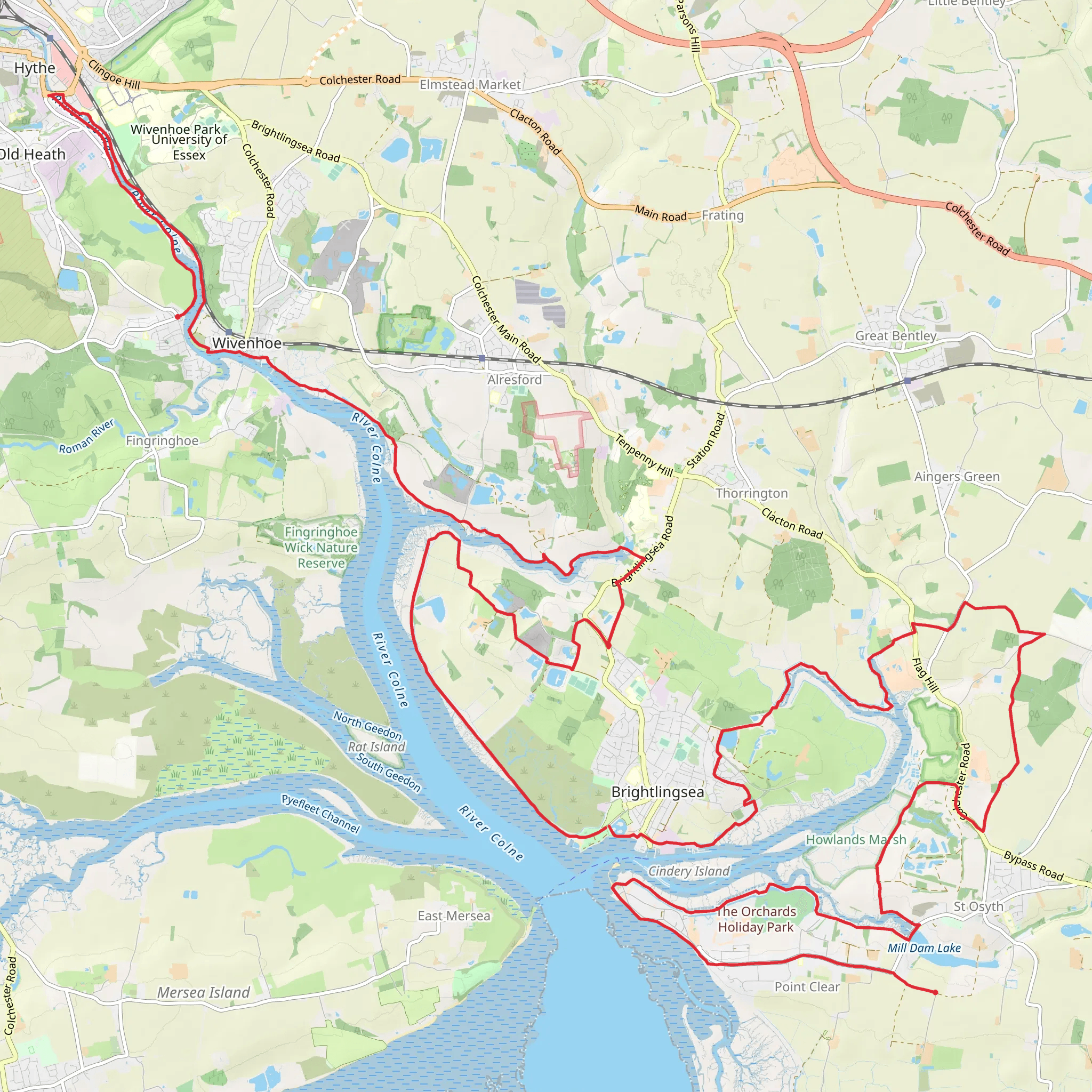 Lasso Essex - Rowhedge Ferrers to St Osyth mobile static map