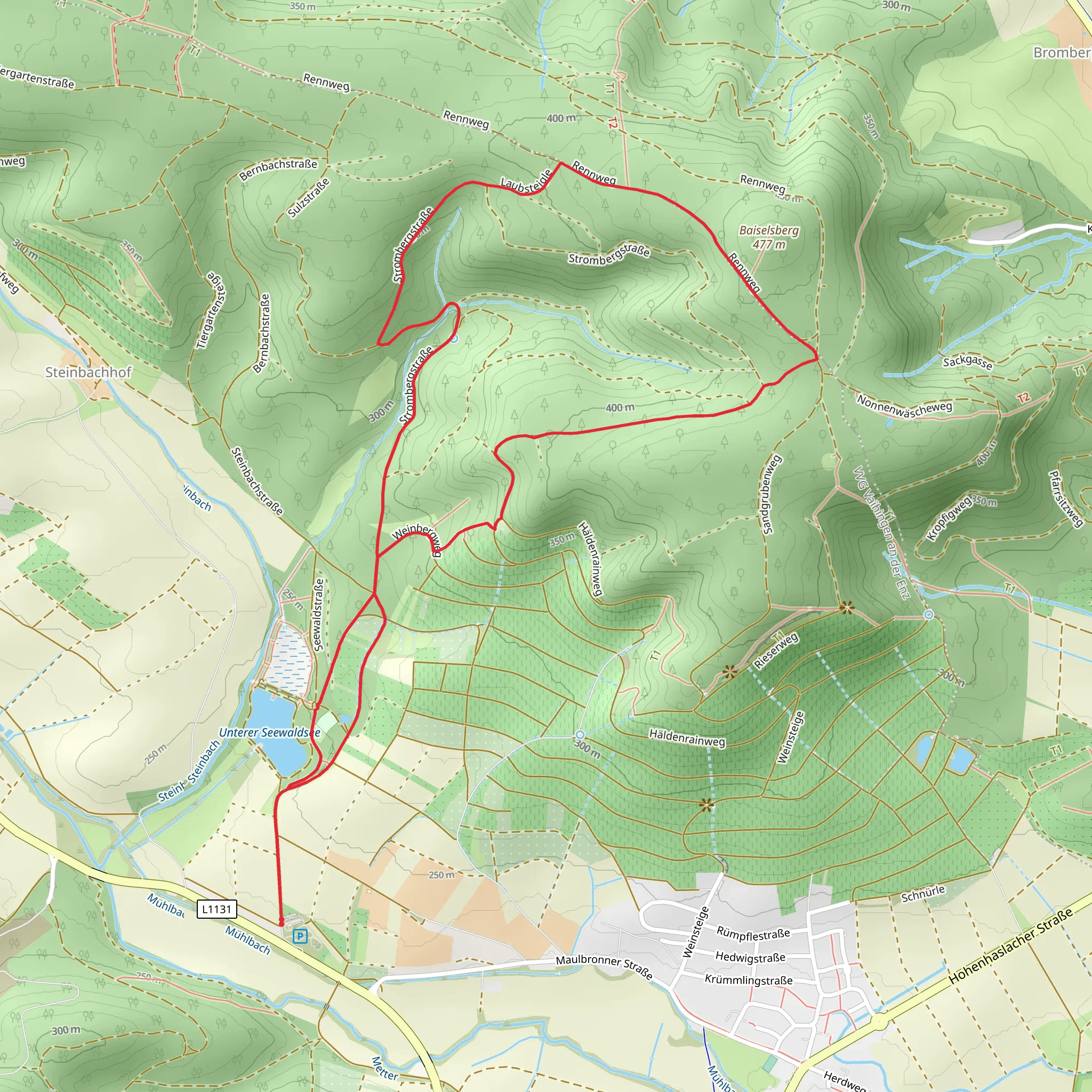 Seewaldseen via Haefnerhaslach Langmantel and Fleckenwald mobile static map