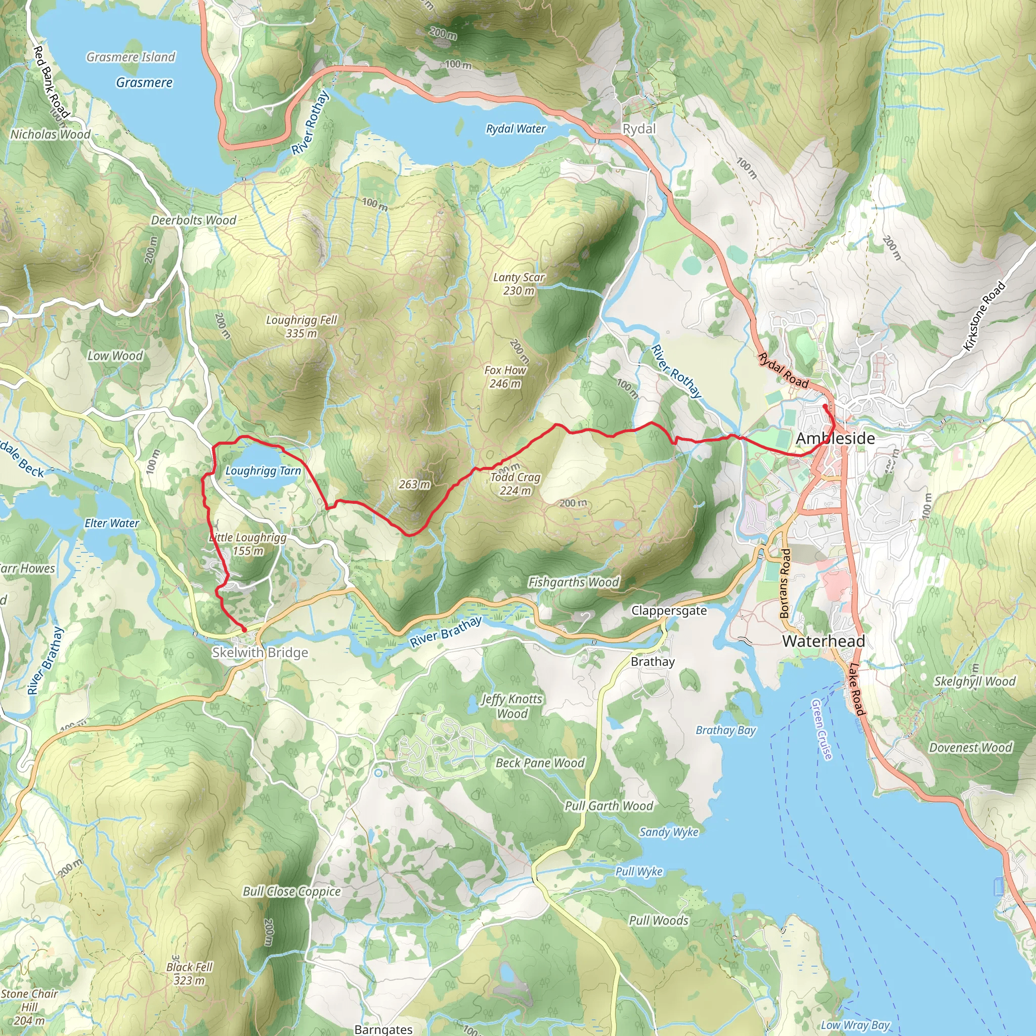Miller Brow, Loughrigg Tarn and Crag Head Walk mobile static map