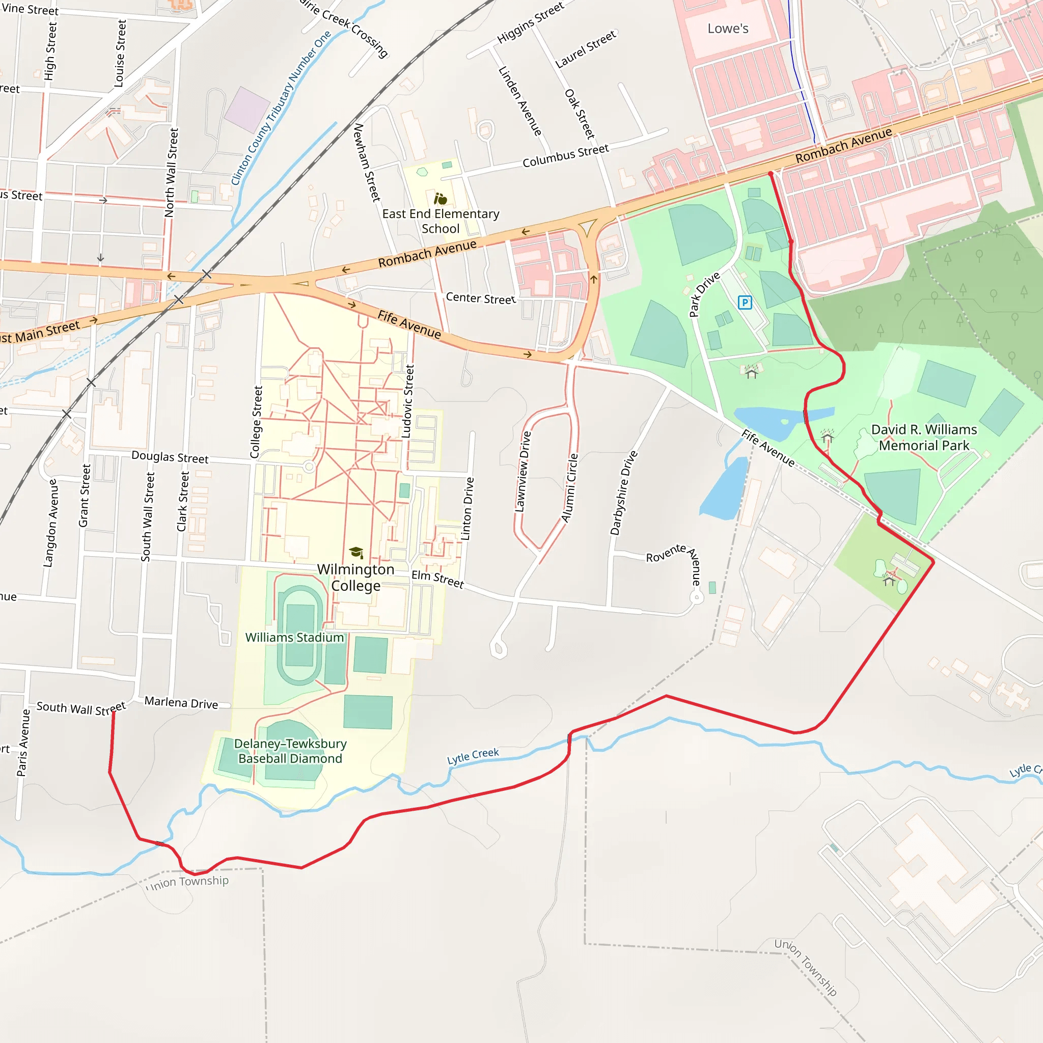 Clinton County Skate Park and Lytle Creek mobile static map