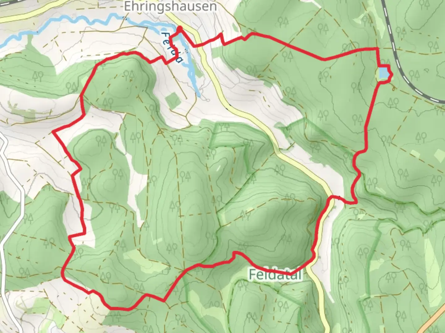 An image depicting the trail Mehlbacher Teich Feldatal via Heinzmanntour and its surrounding area.