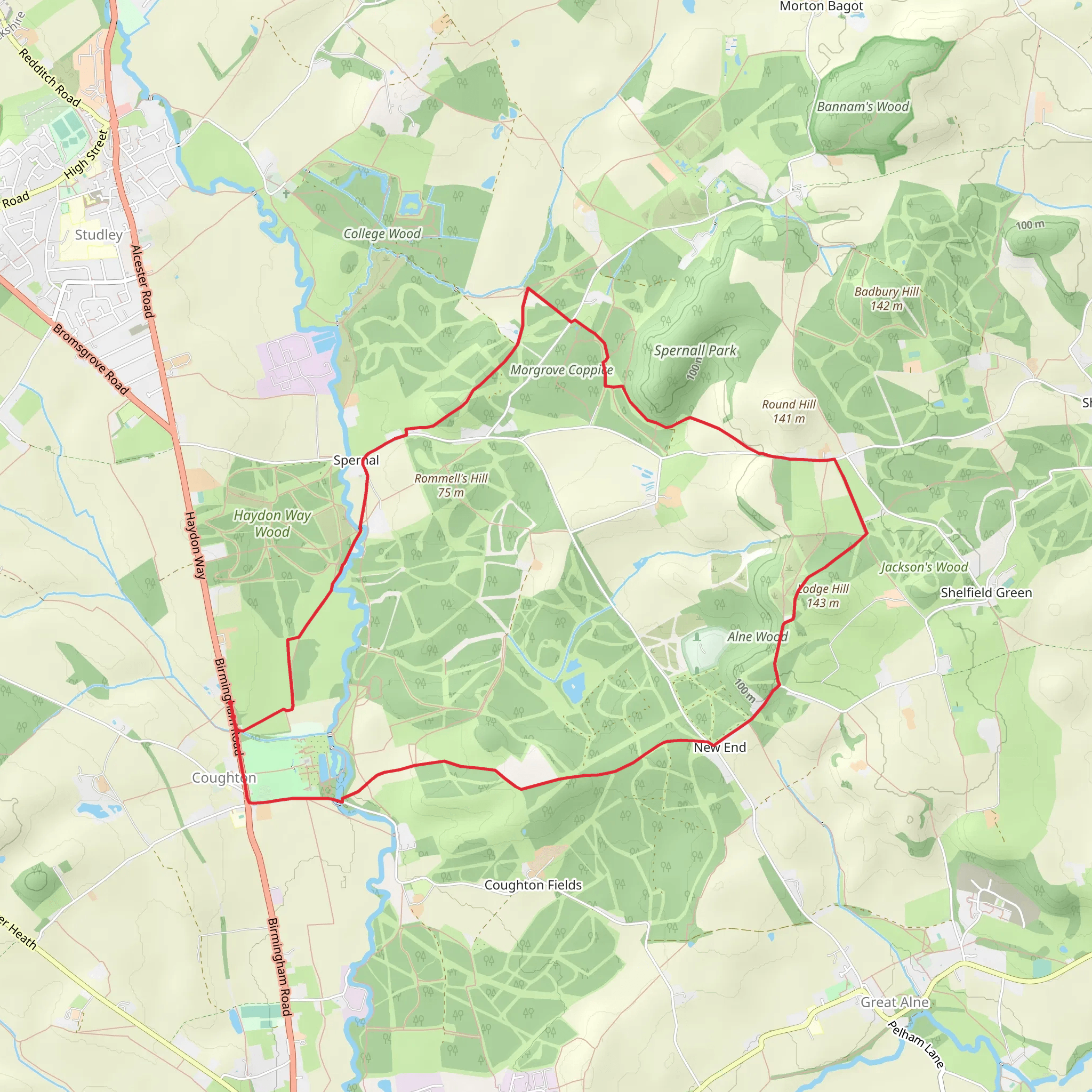 Circular Walk around Coughton mobile static map