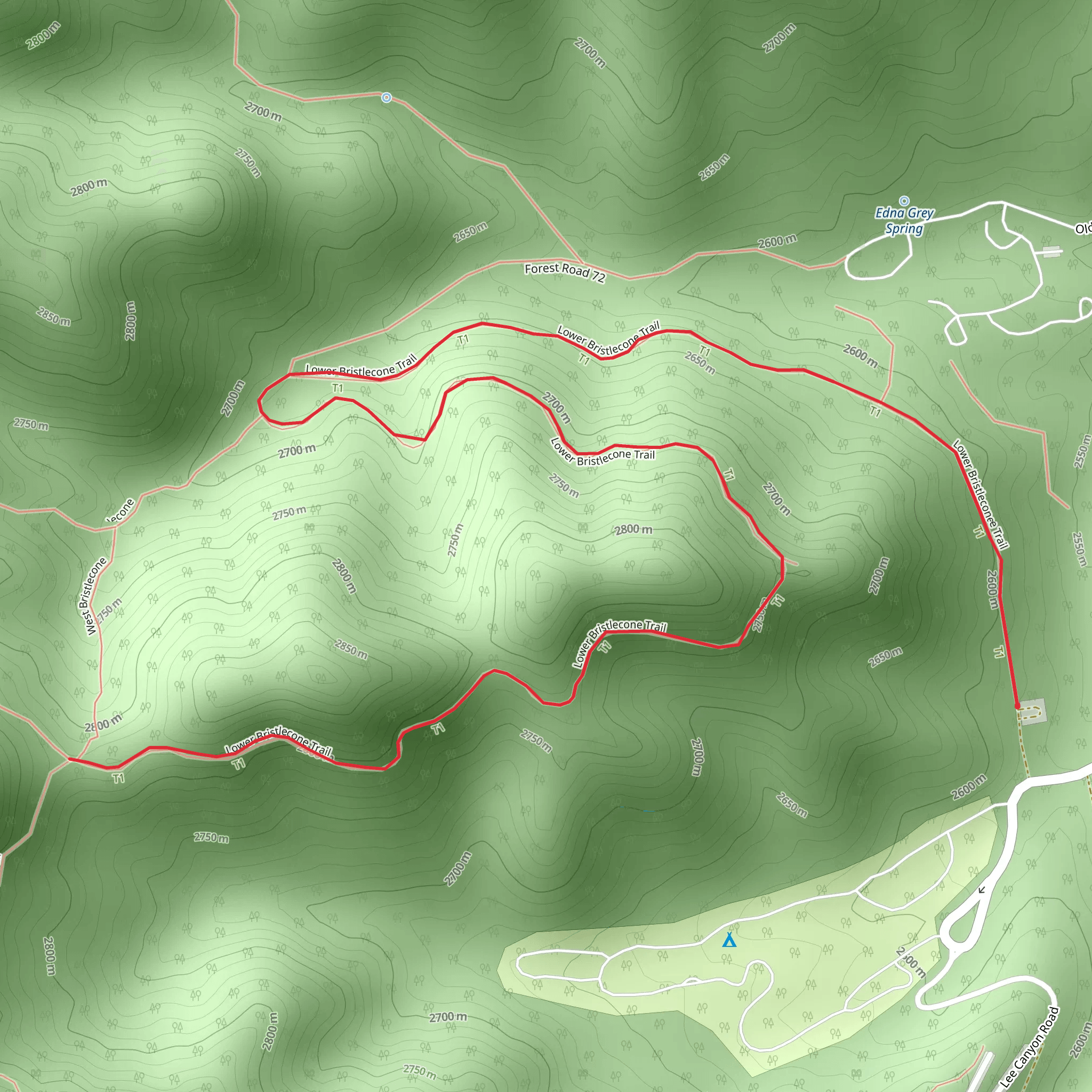 Lower Bristlecone Trail mobile static map