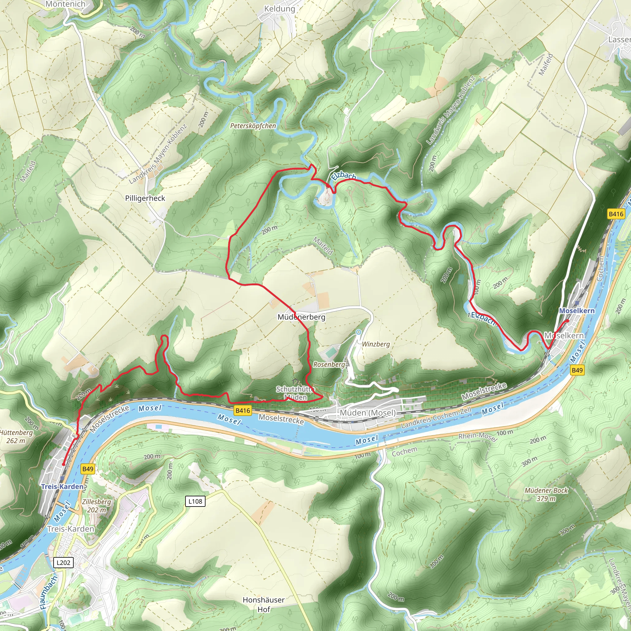 Karden to Moselkern Walk via Eltz Castle mobile static map