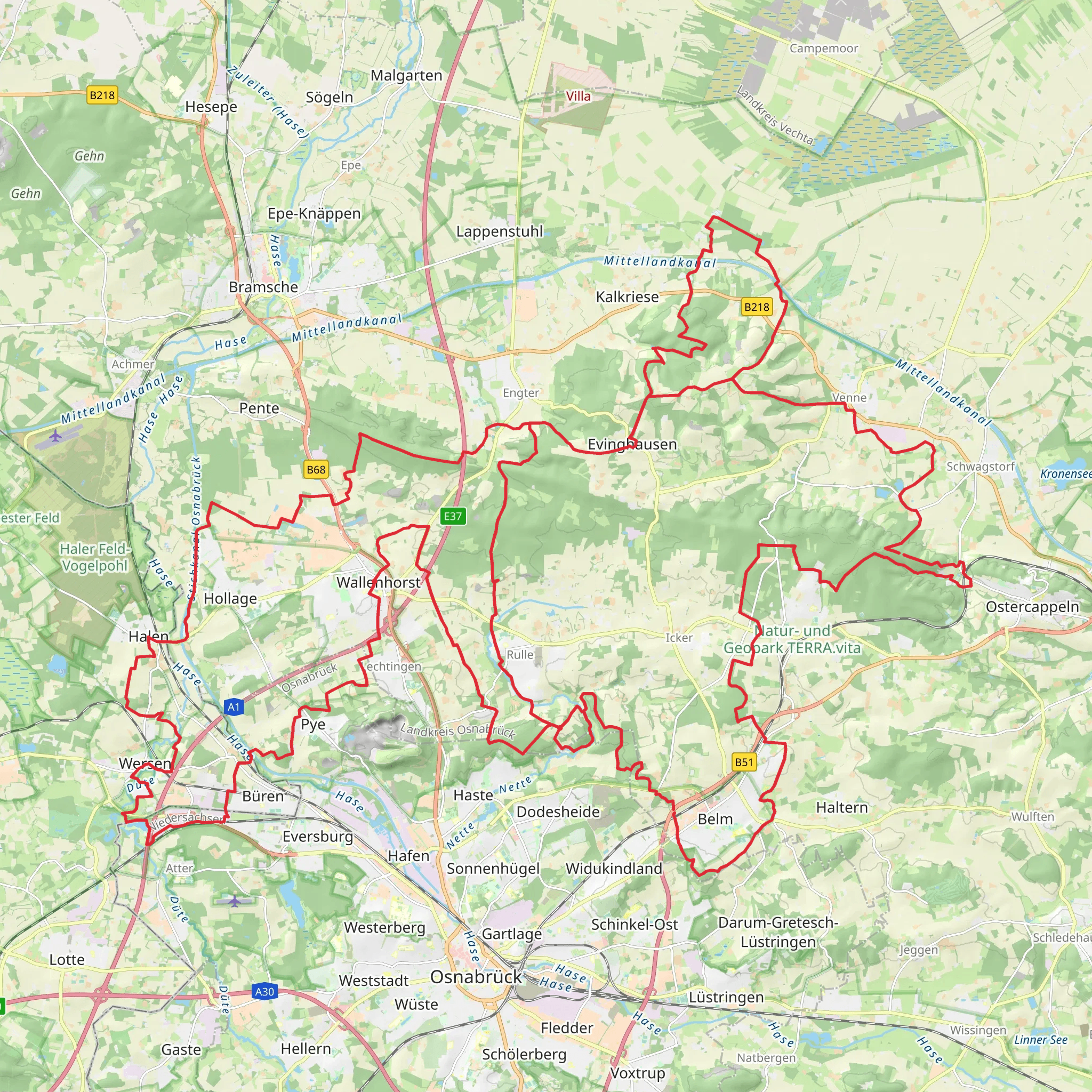 Mühlenweg im Wiehengebirge mobile static map