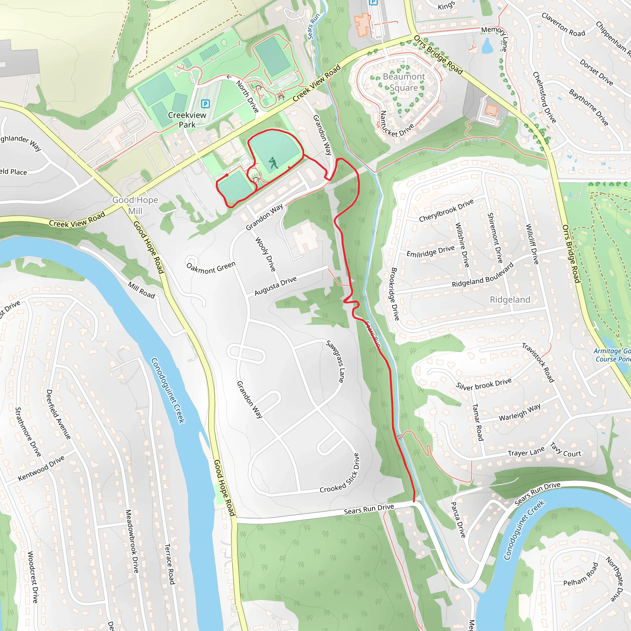 Sears Run mobile static map