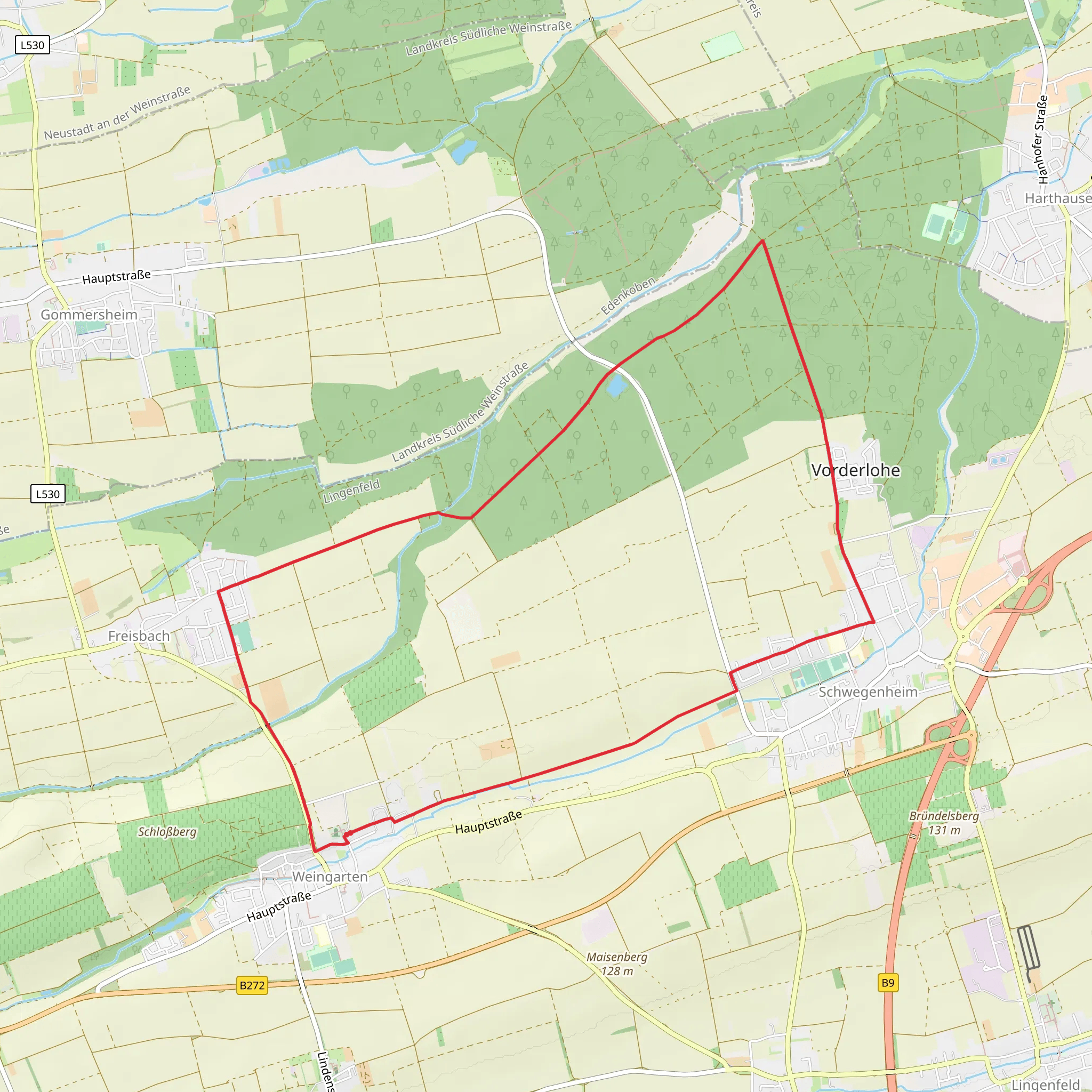 Weingarten to Vorderlohe Loop mobile static map