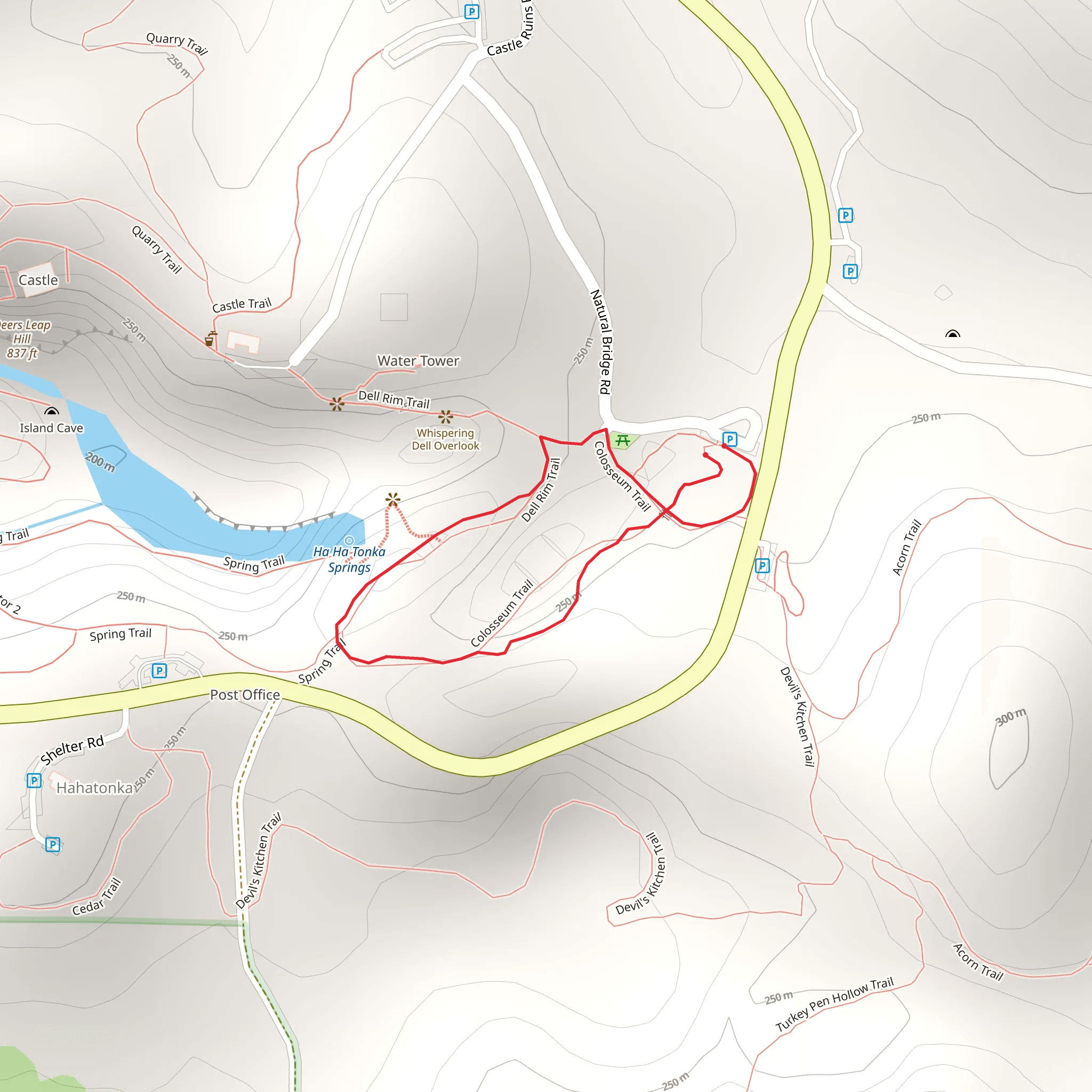 Dell Rim and Colosseum Loop Trail mobile static map