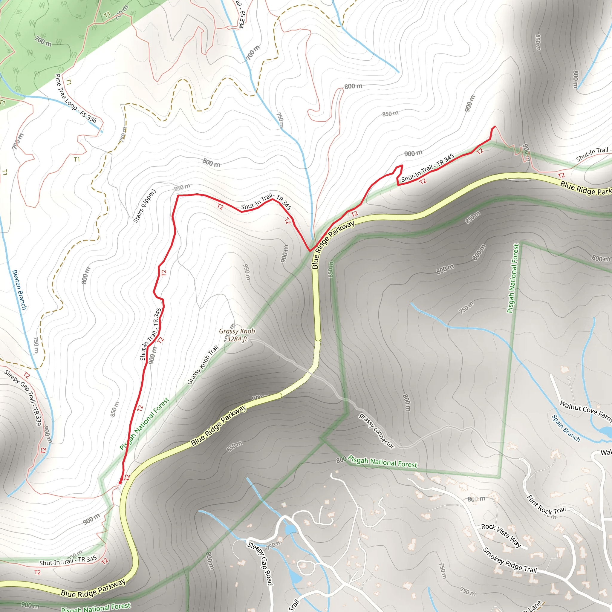 Shut-In Trail from Grassy Knob mobile static map