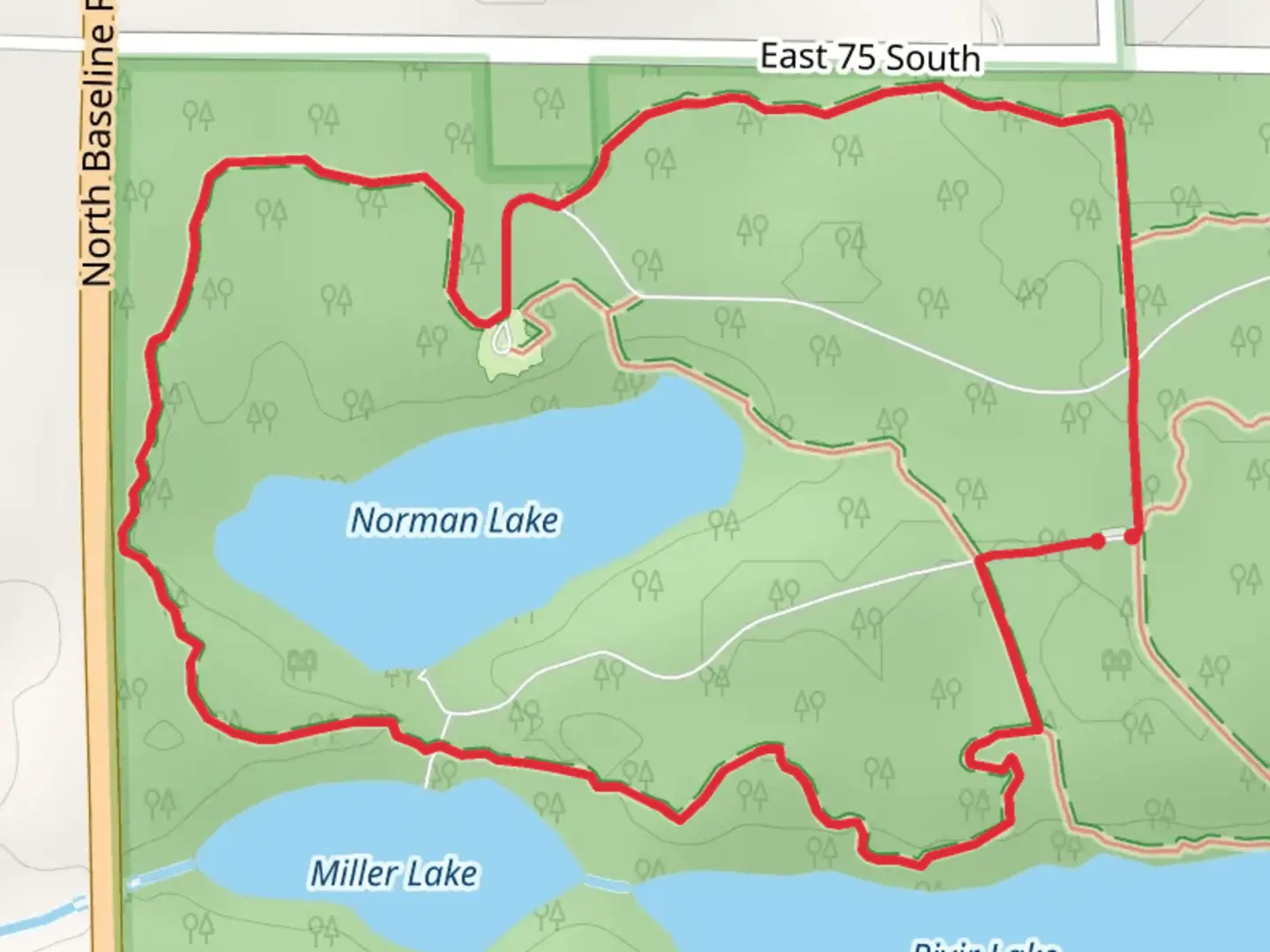 An image depicting the trail Miller Lake and Norman Lake Big Loop and its surrounding area.