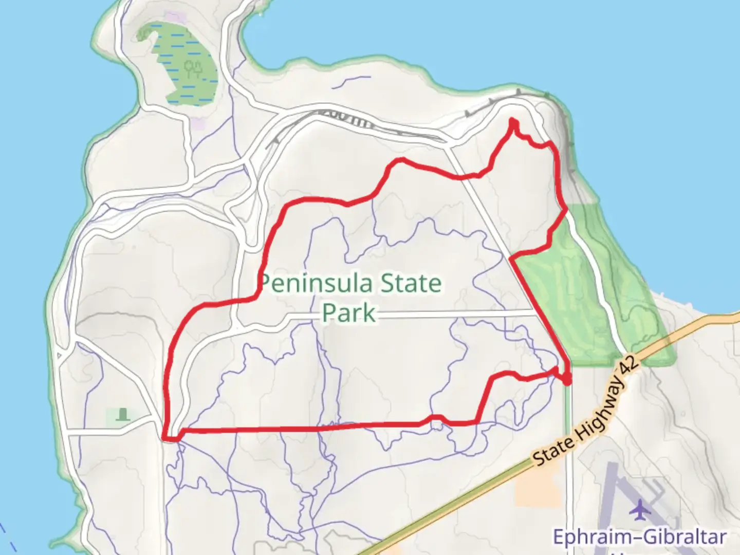 An image depicting the trail Eagle Trail big Loop from Middle Road and its surrounding area.