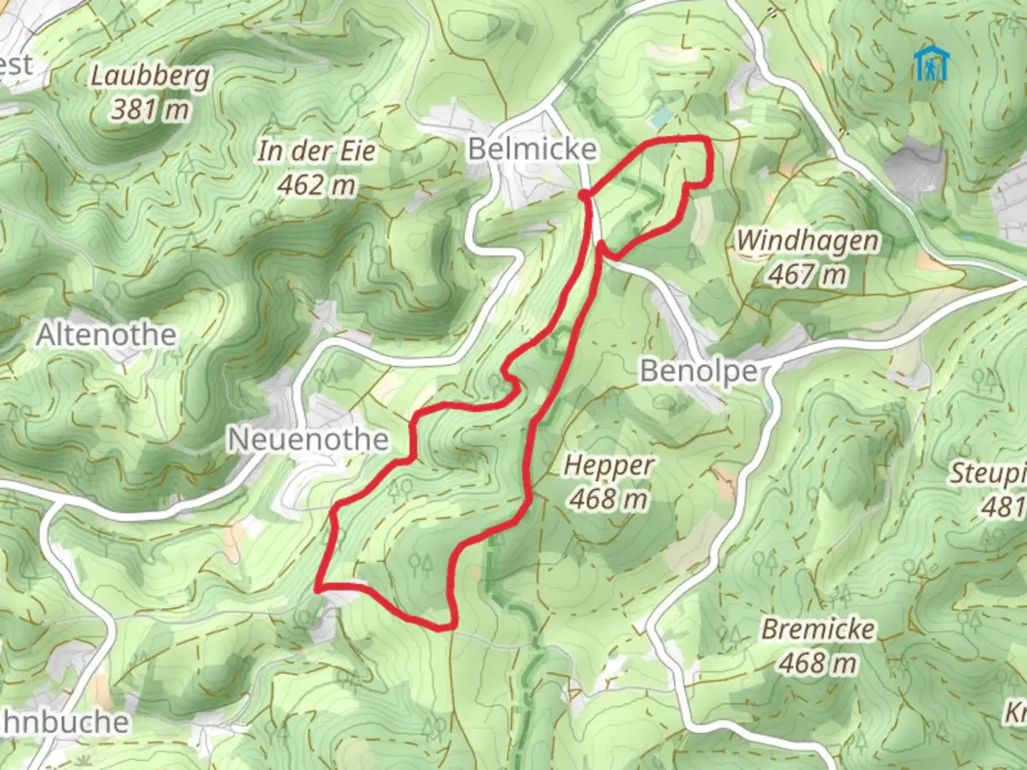 An image depicting the trail Neuenothe Loop and its surrounding area.