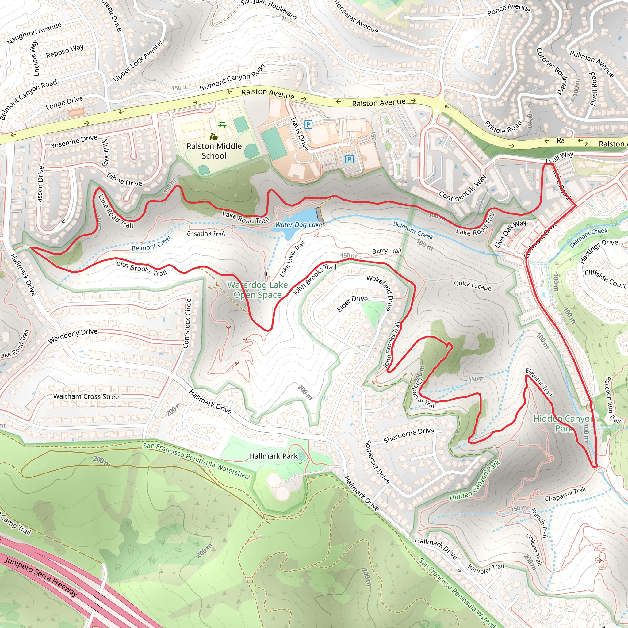 Lake Road, John Brooks and Elevator Loop Trail mobile static map