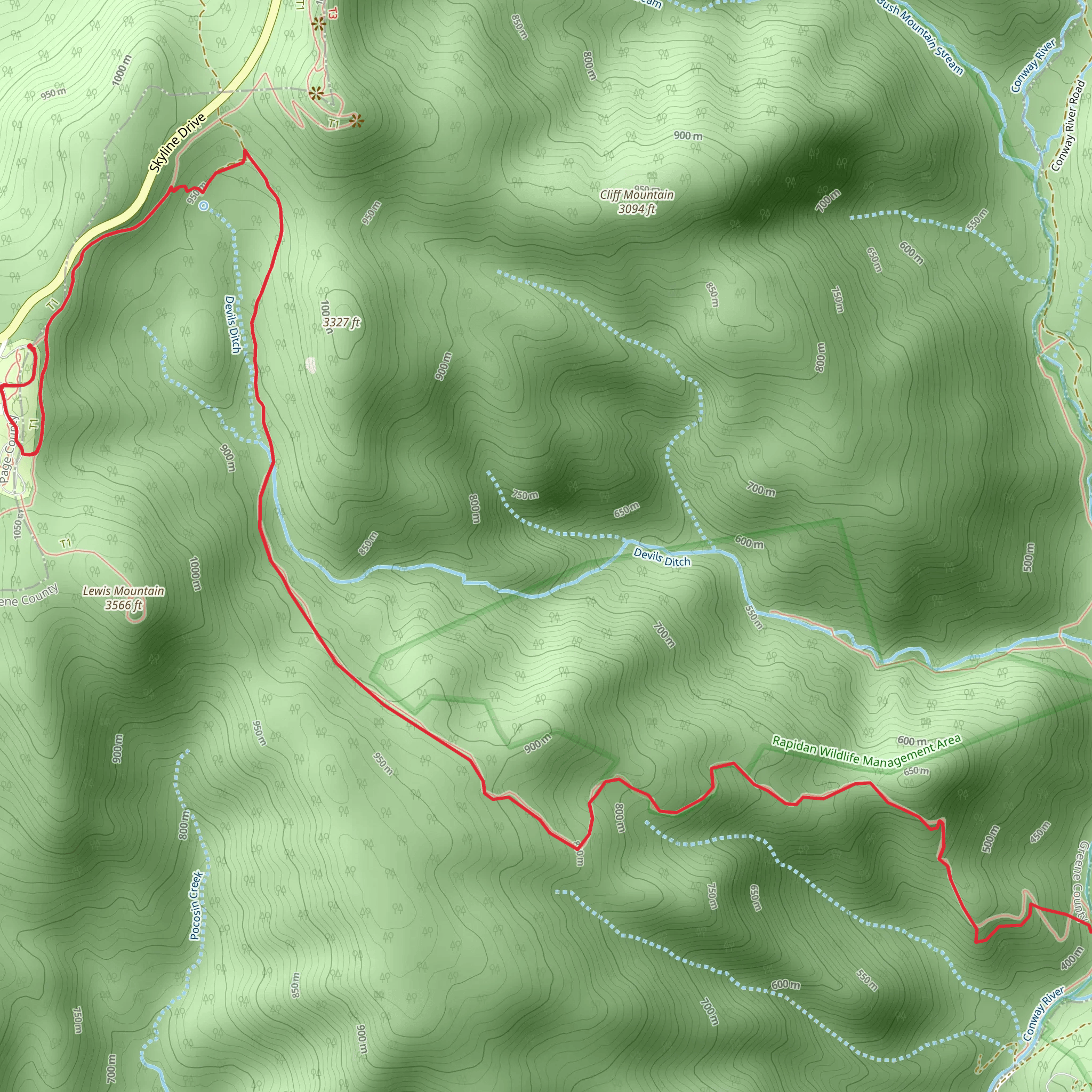 Slaughter Trail Out and Back mobile static map