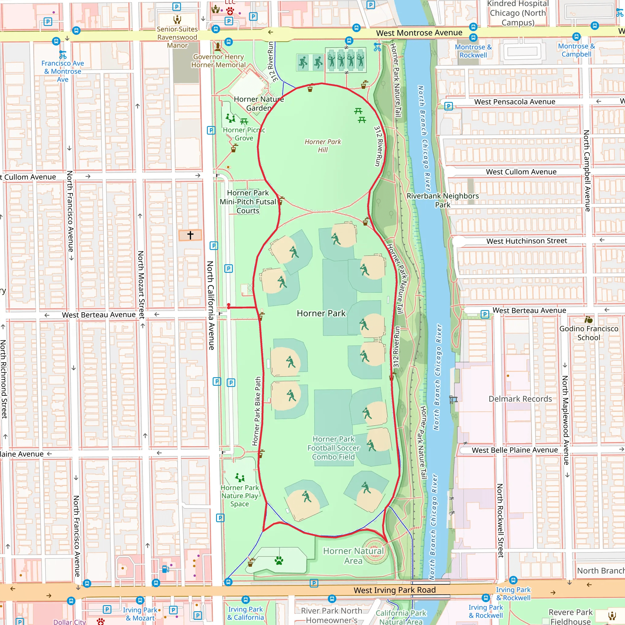 Horner Park Loop mobile static map