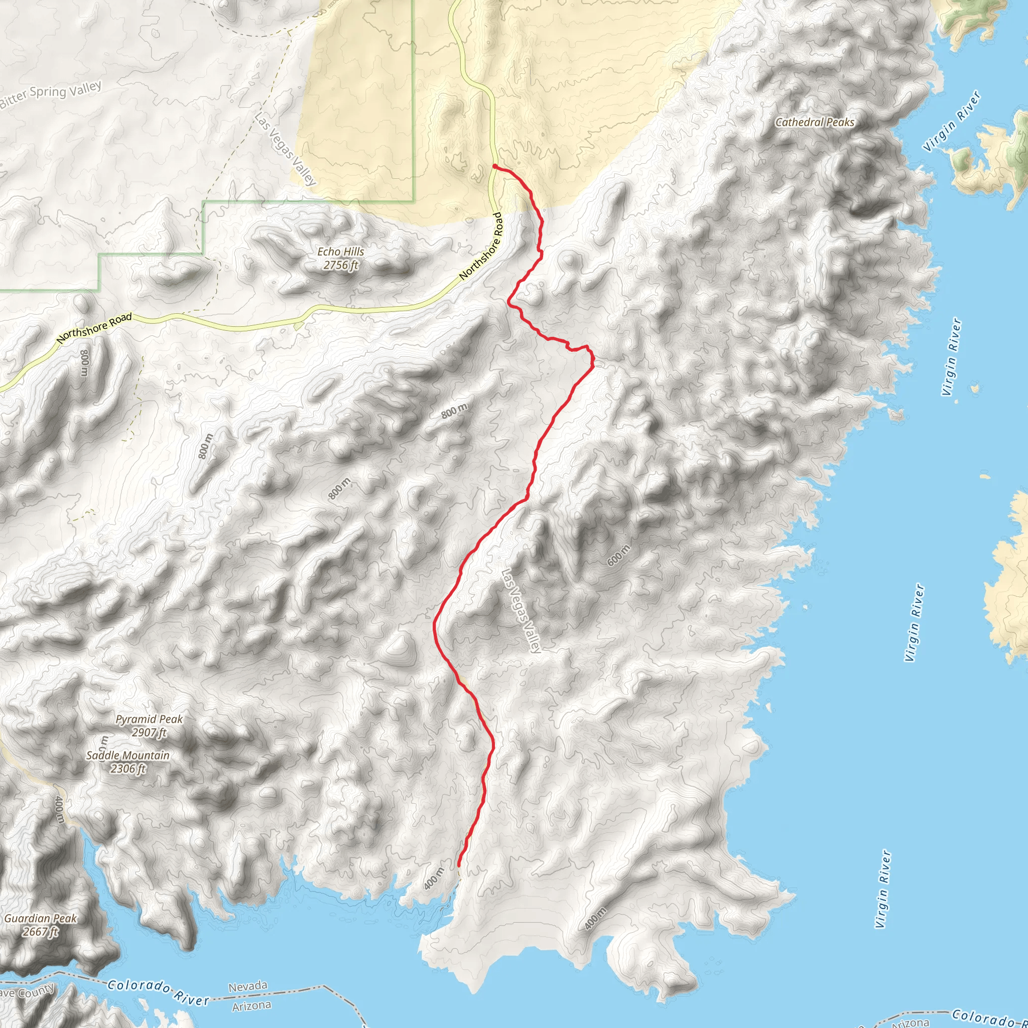 Lake Mead Trail from Northshore Road mobile static map