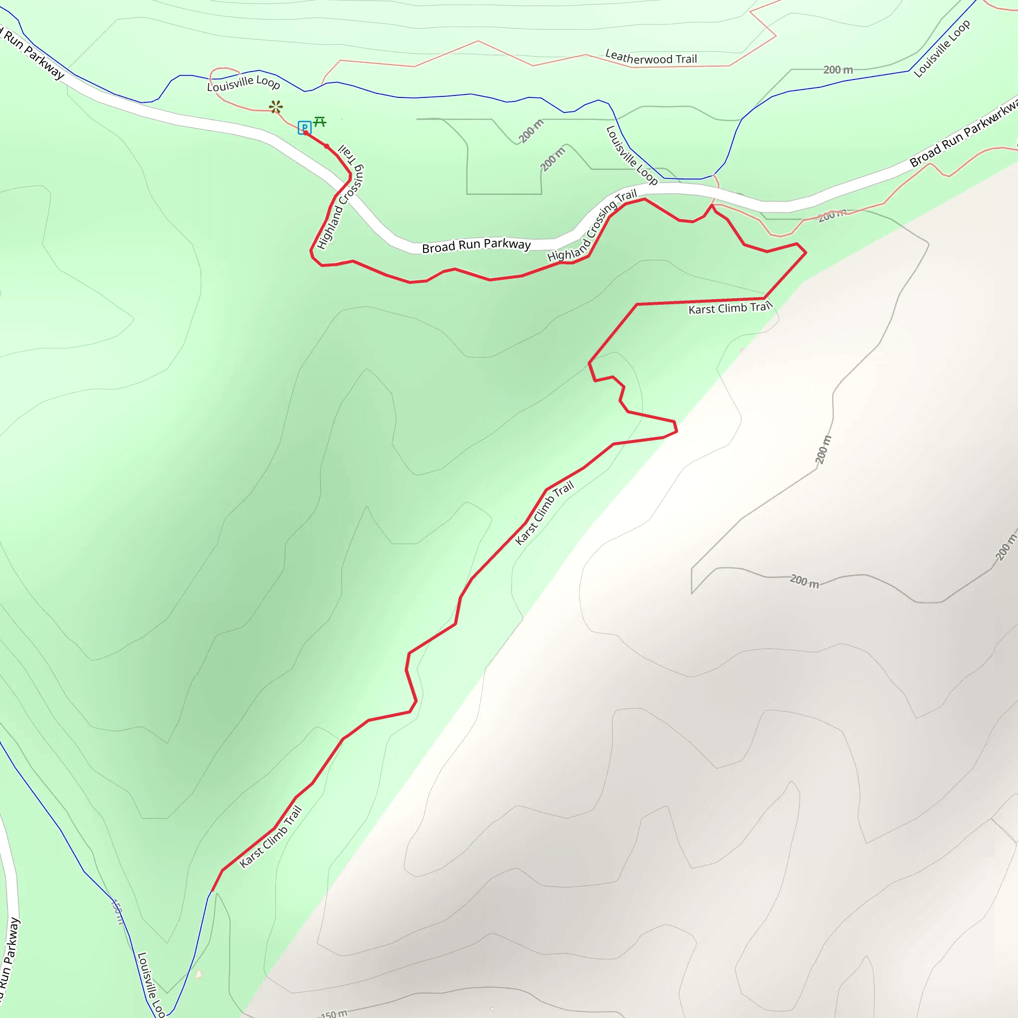 Highland Crossing Trail and Karst Climb Trail mobile static map