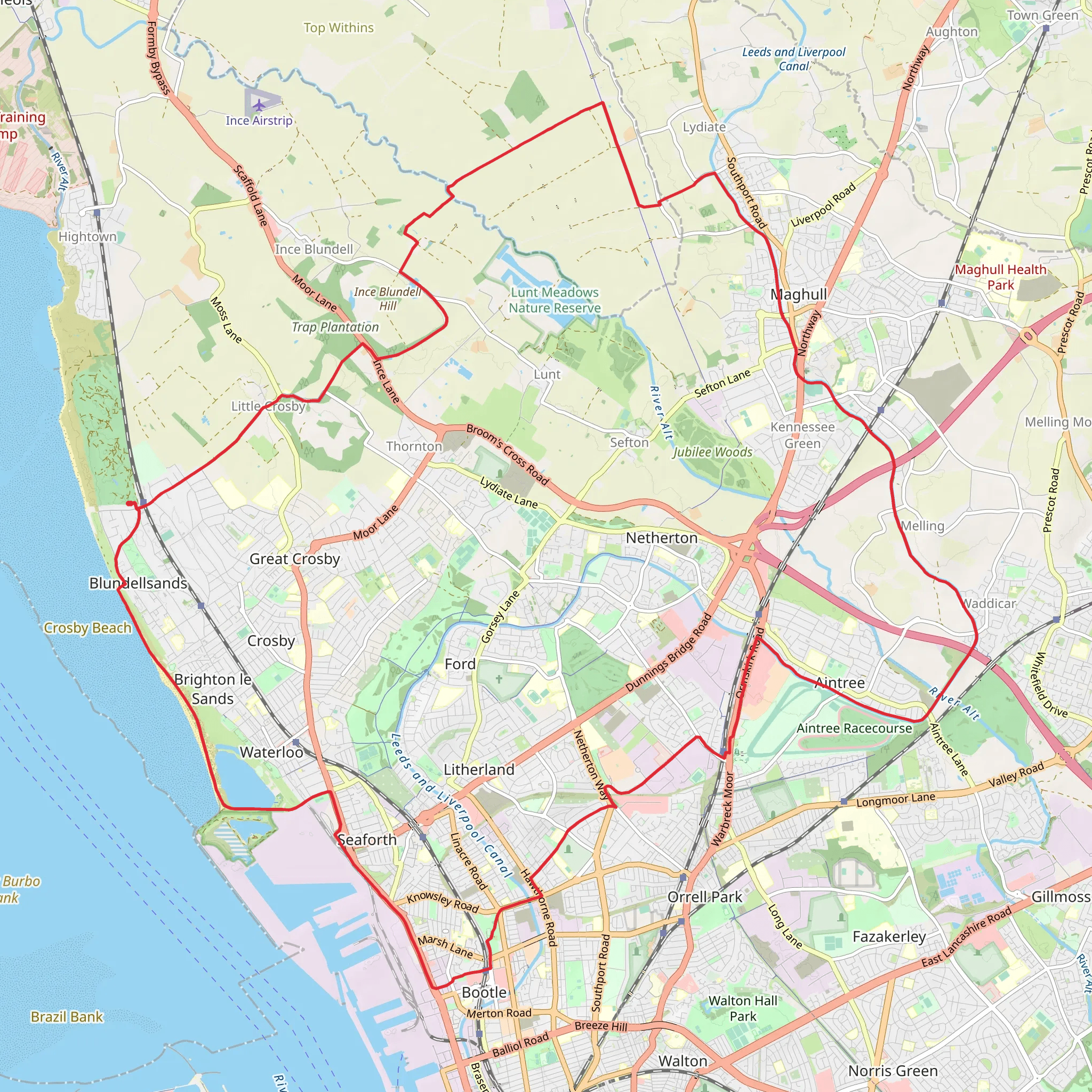 Crosby, Melling and Bootle Loop mobile static map