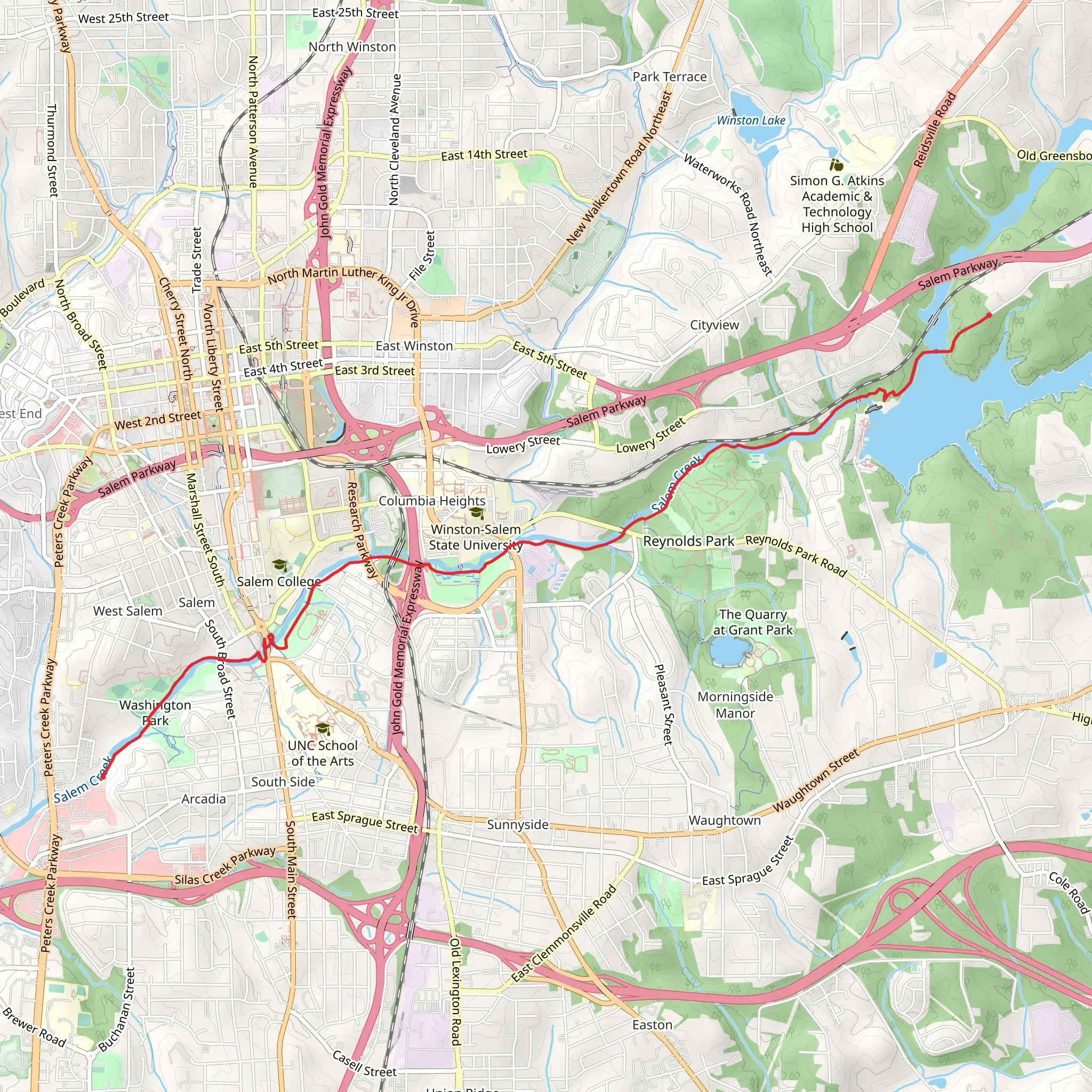 Salem Creek Greenway Trail mobile static map
