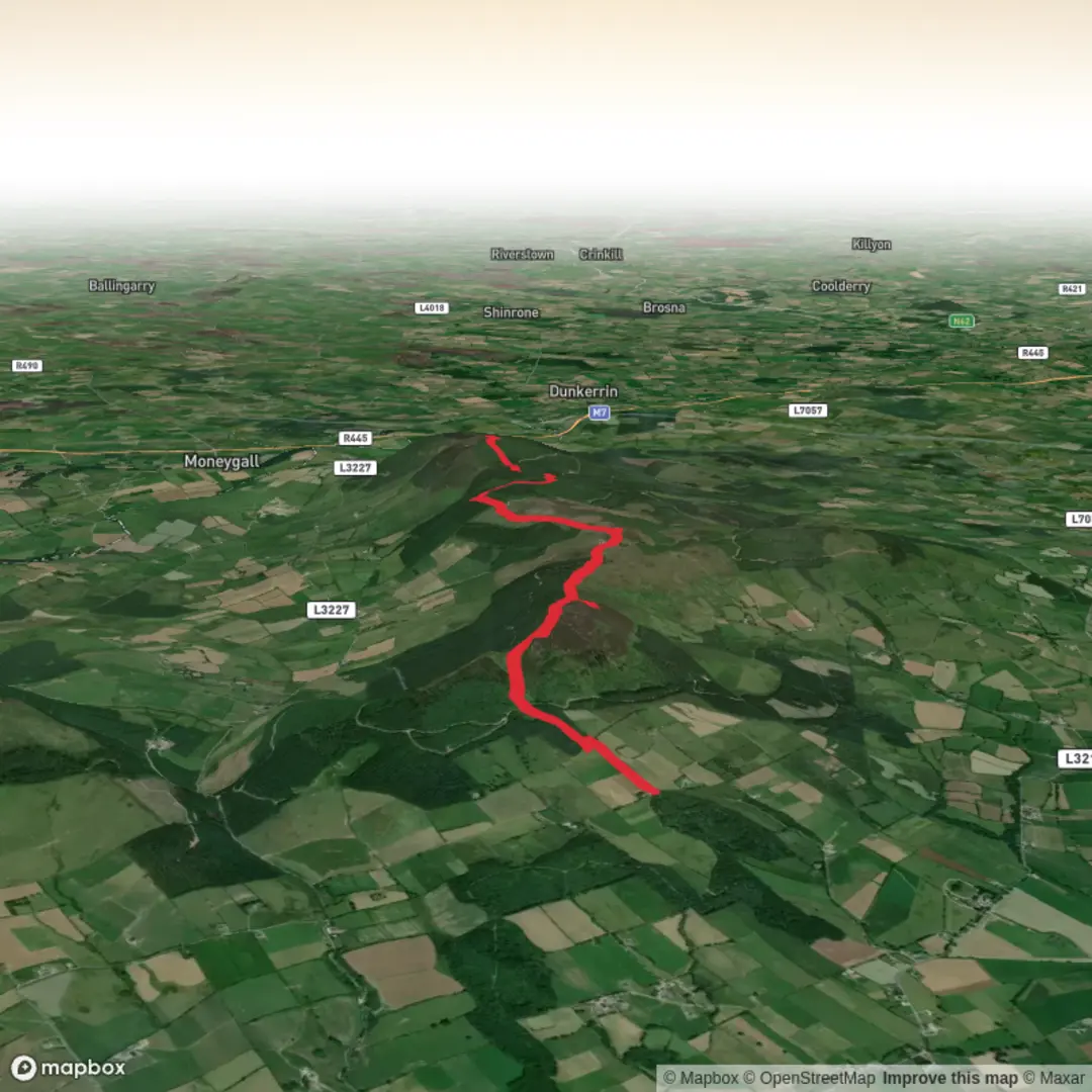 An image depicting the trail Devils Bit Ridge and its surrounding area.