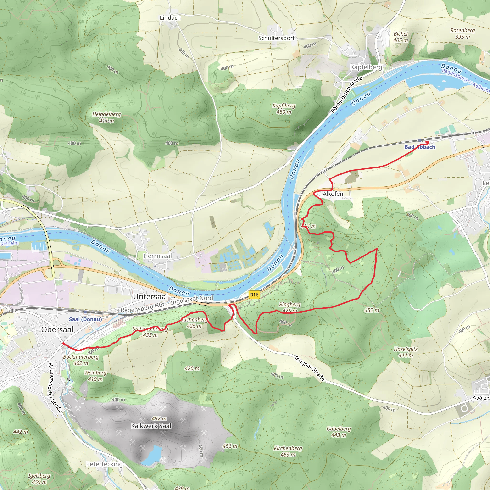 Bad Abbach to Saal mobile static map