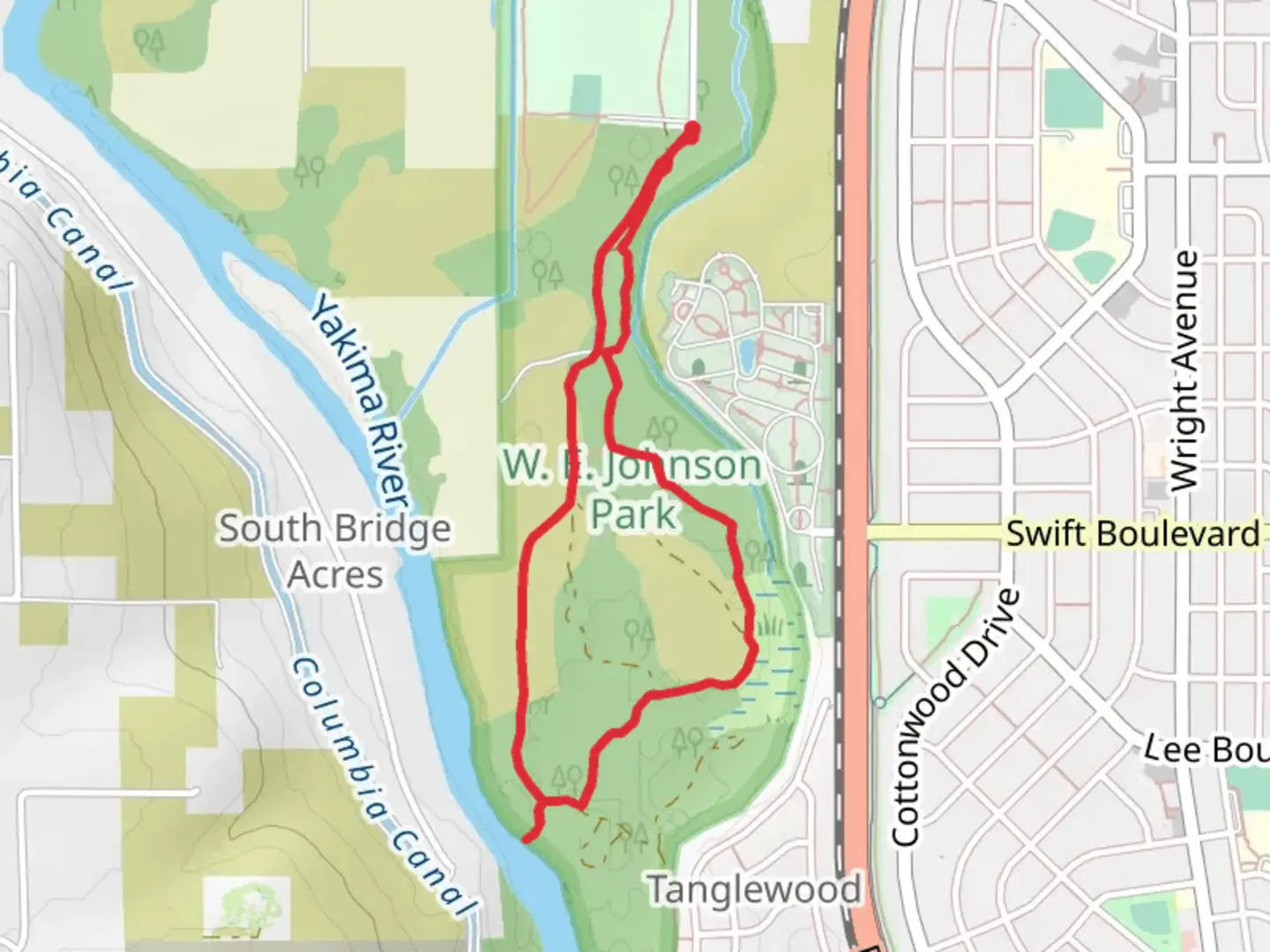 An image depicting the trail Tapteal and Hall Road Loop Trail and its surrounding area.
