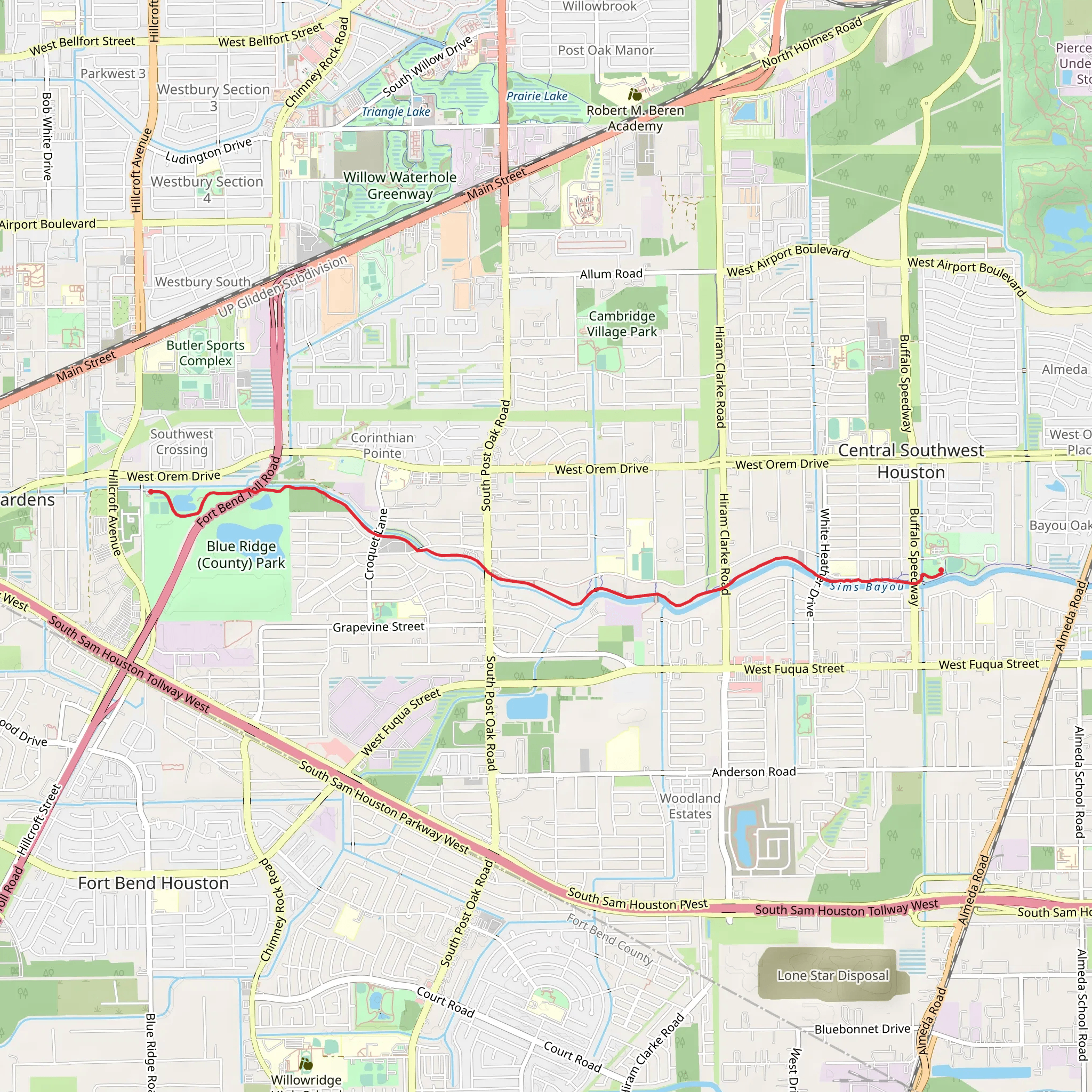 Sims Bayou Greenway mobile static map