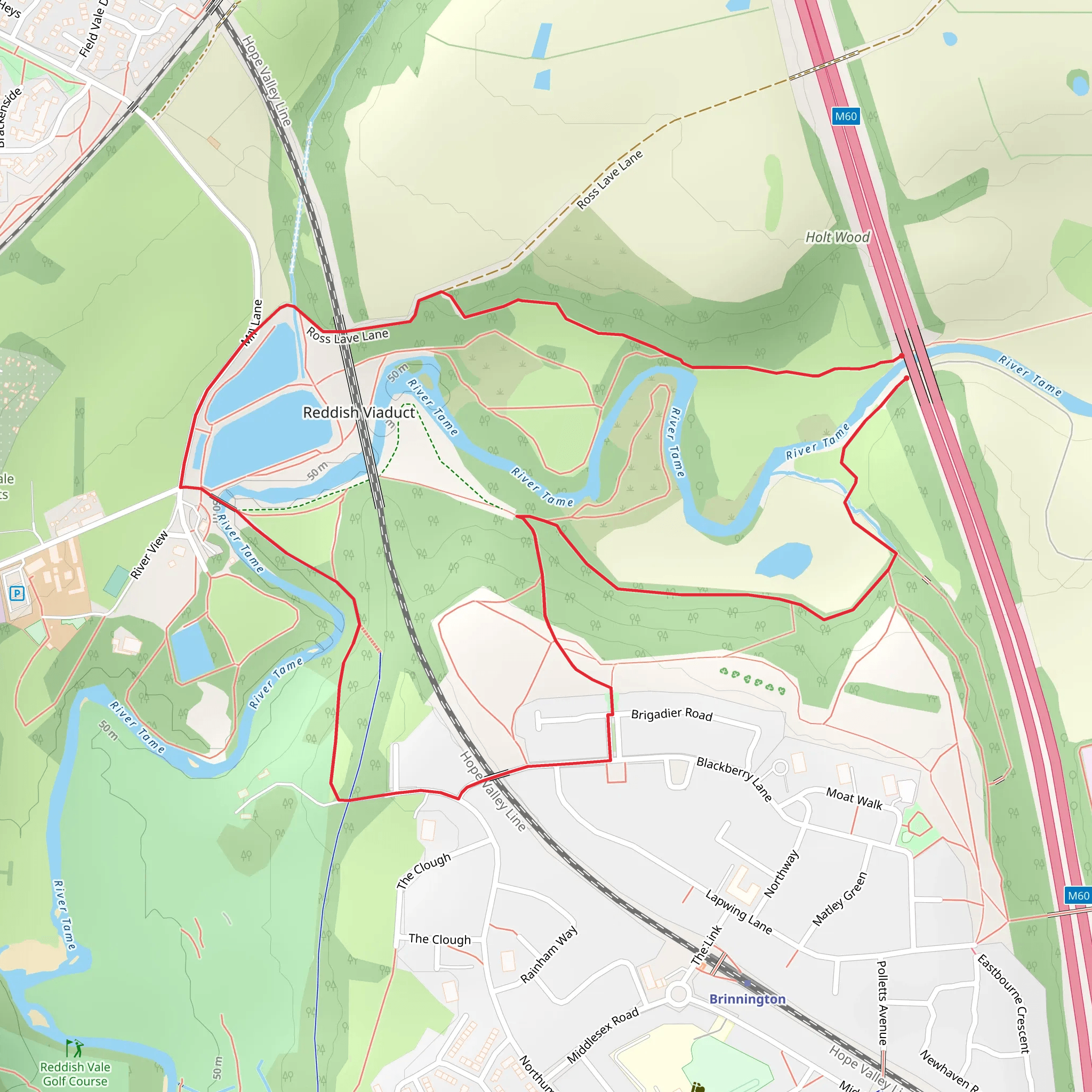 Reddish Vale Country Park Loop mobile static map