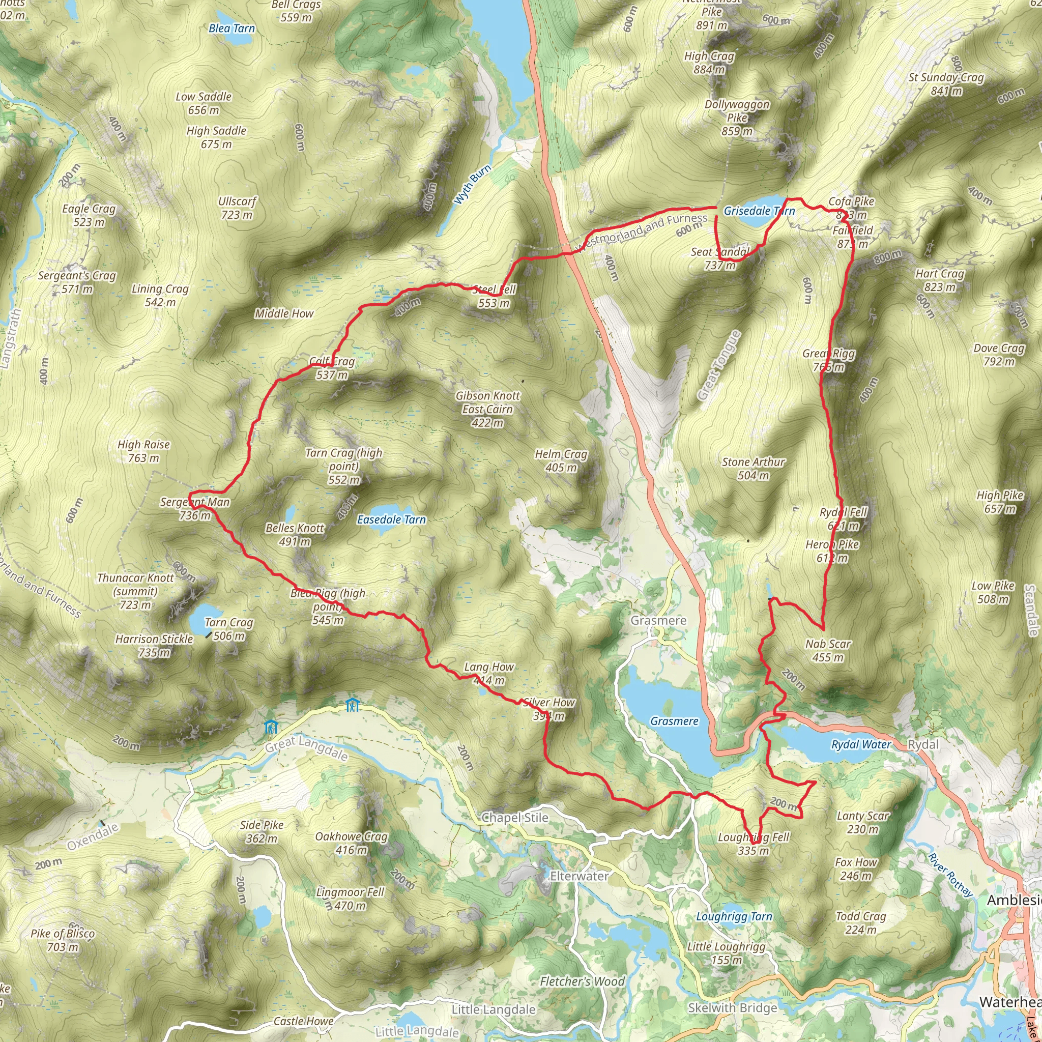 Grasmere Skyline Loop Walk mobile static map