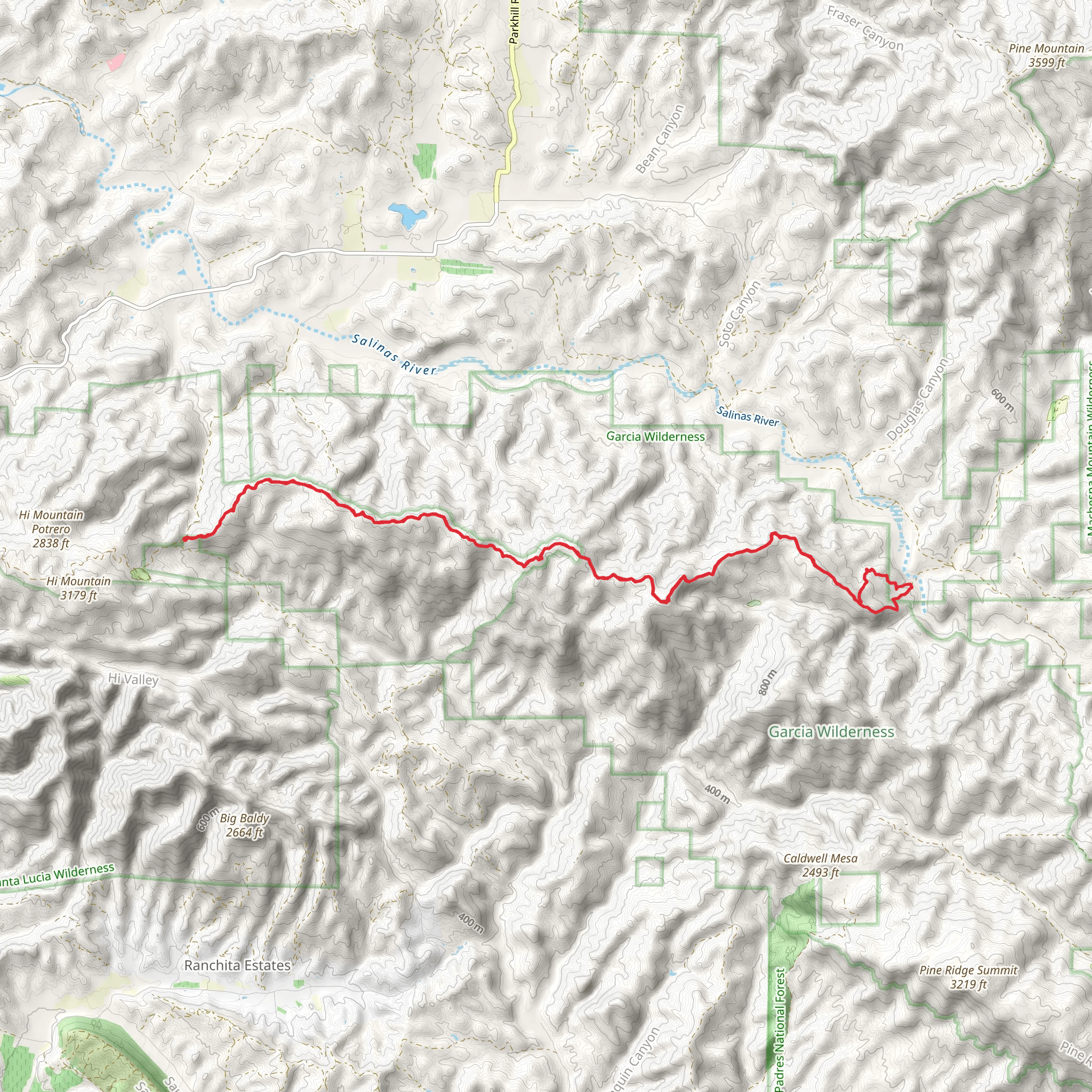 Salinas River via Garcia Ridge Trail mobile static map